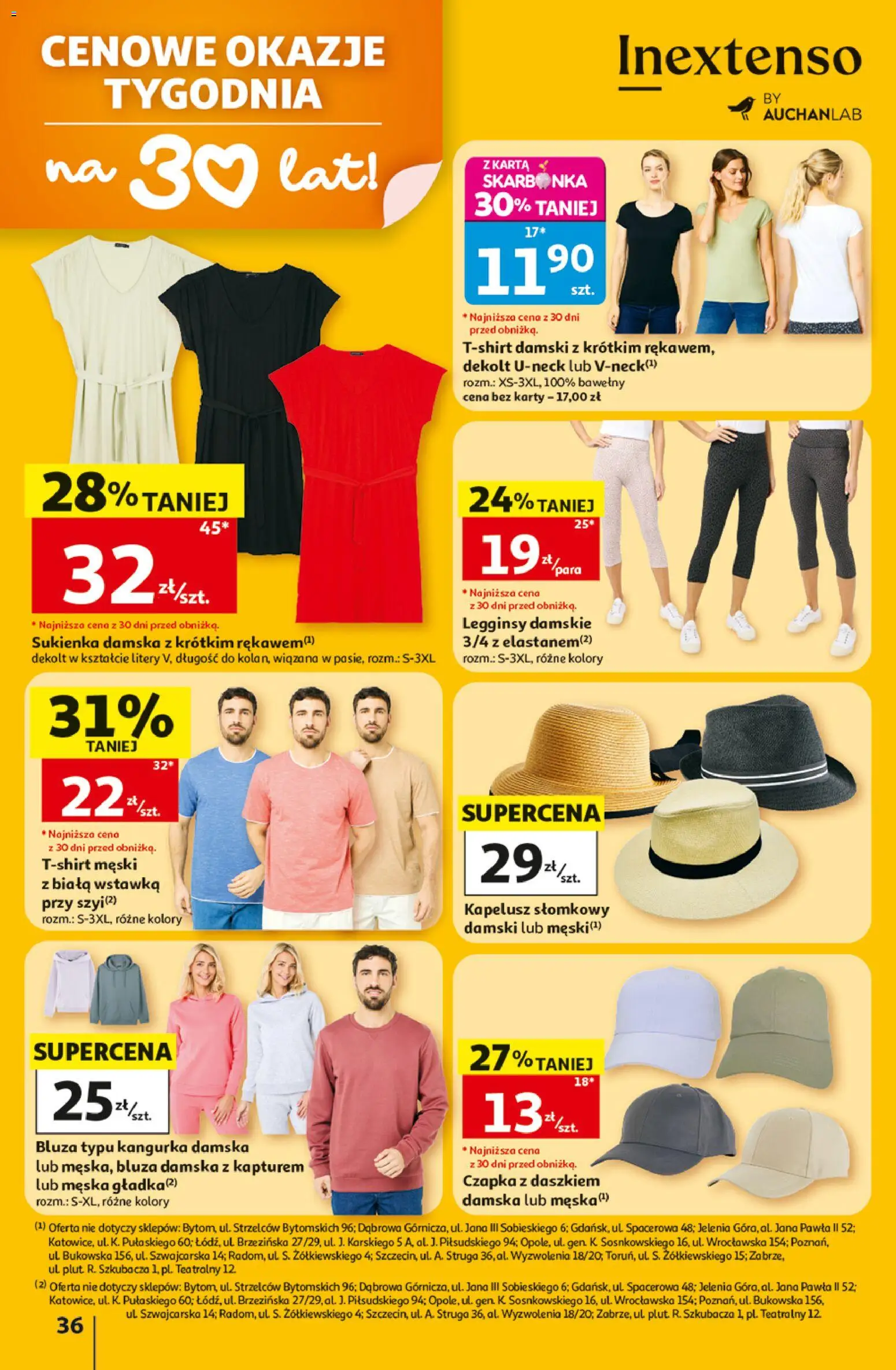 Auchan gazetka - 30 Lat Hipermarket od 02.07.2026 | Strona: 36 | Produkty: Karta, Legginsy, Kapelusz, Sukienka