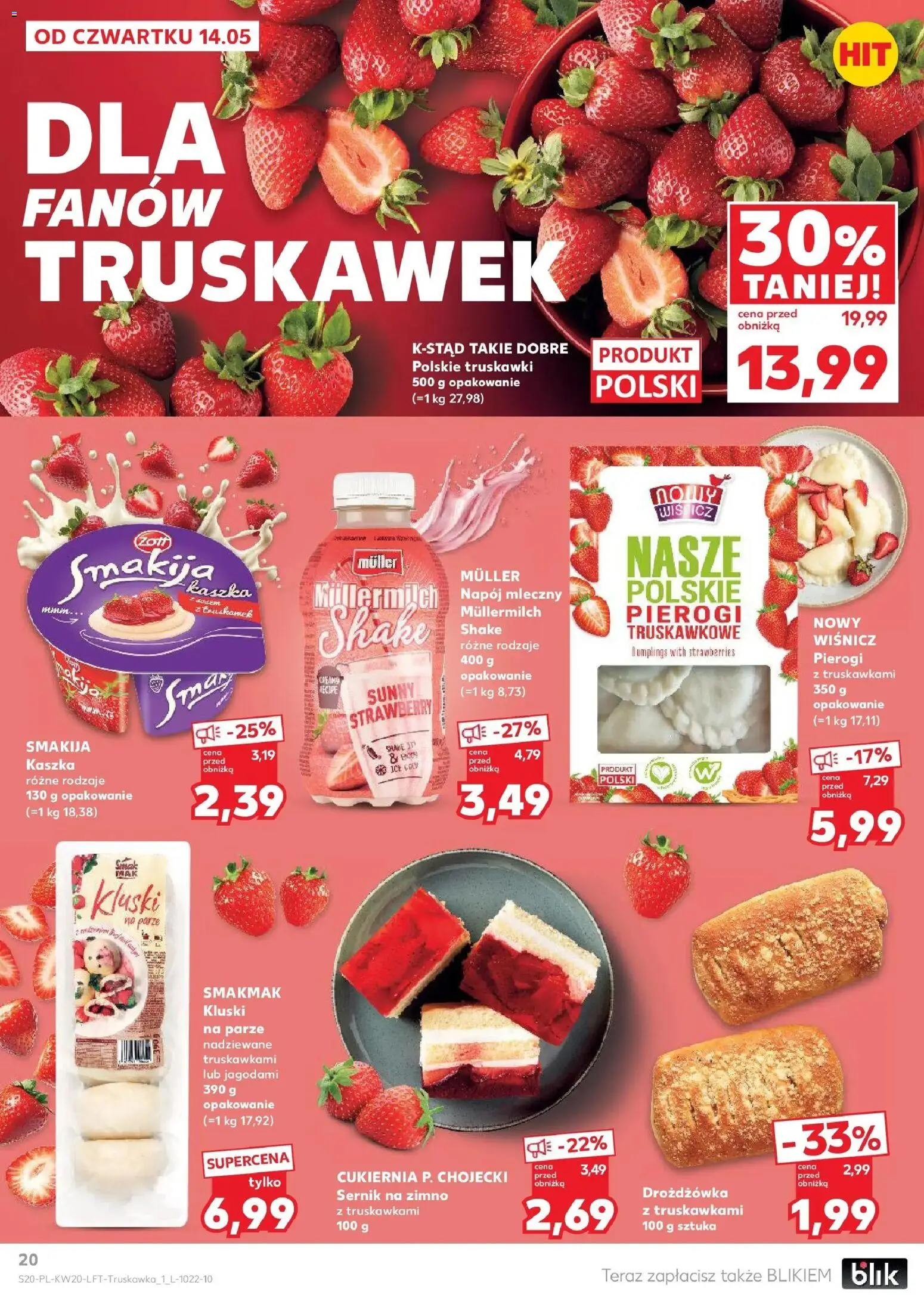 Kaufland gazetka od 14.05.2026 | Strona: 20 | Produkty: Pierogi, Kluski na parze, Truskawki