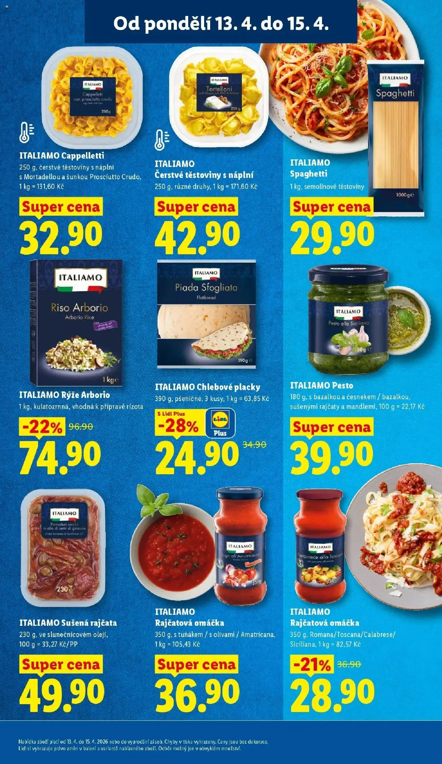 Lidl aktuální leták od 13.04.2026 | Strana: 15 | Produkty: Čerstvé těstoviny, Rýže, Těstoviny, Crudo