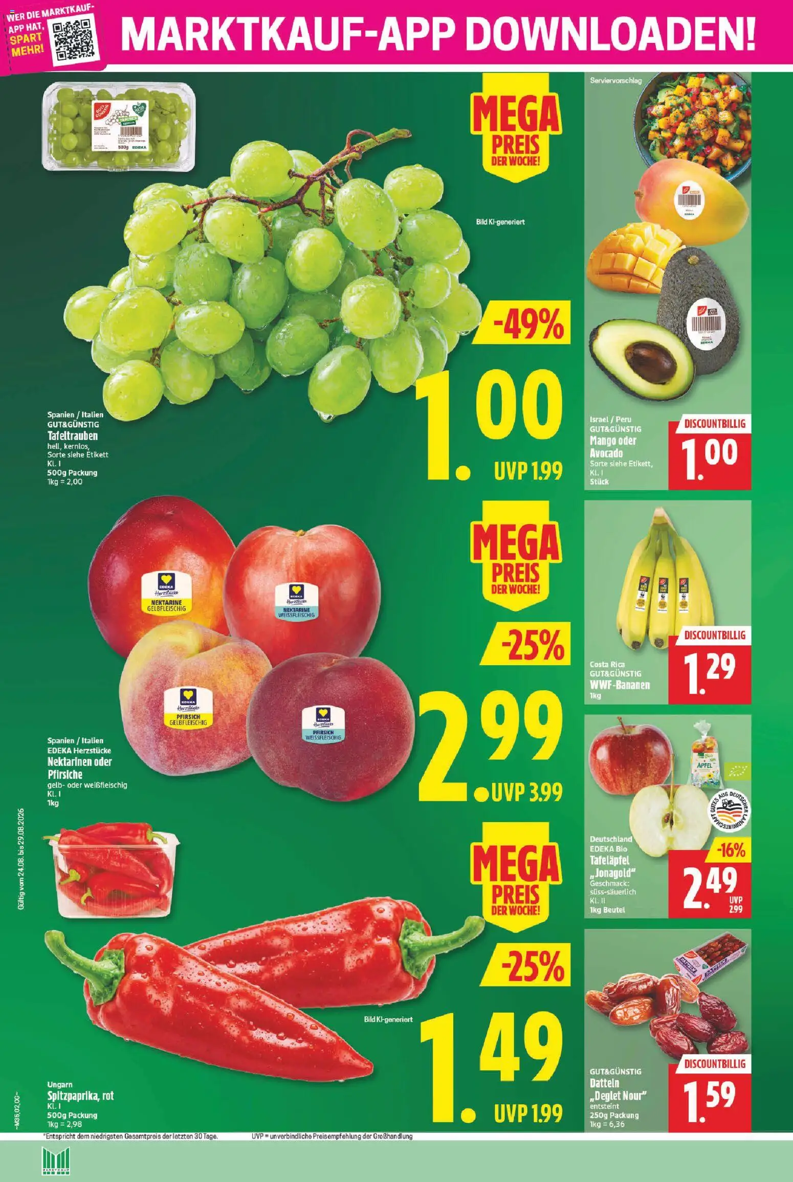 Marktkauf Prospekt – gültig ab 24.08.2026 | Seite: 2 | Produkte: Äpfel, Avocado, Mango, Nektarine