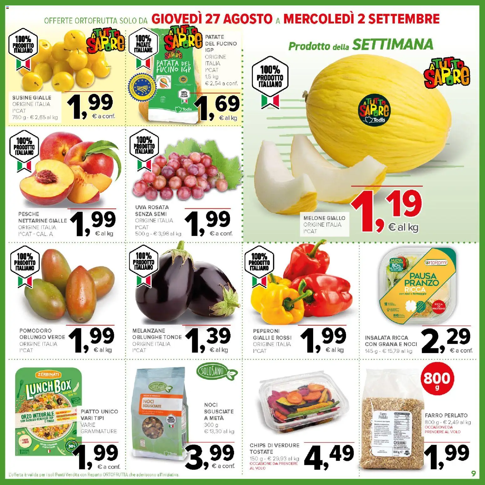 Volantino Todis del 20/08/2026 | Pagina: 9 | Prodotti: Tè, Patate, Melone, Nettarine