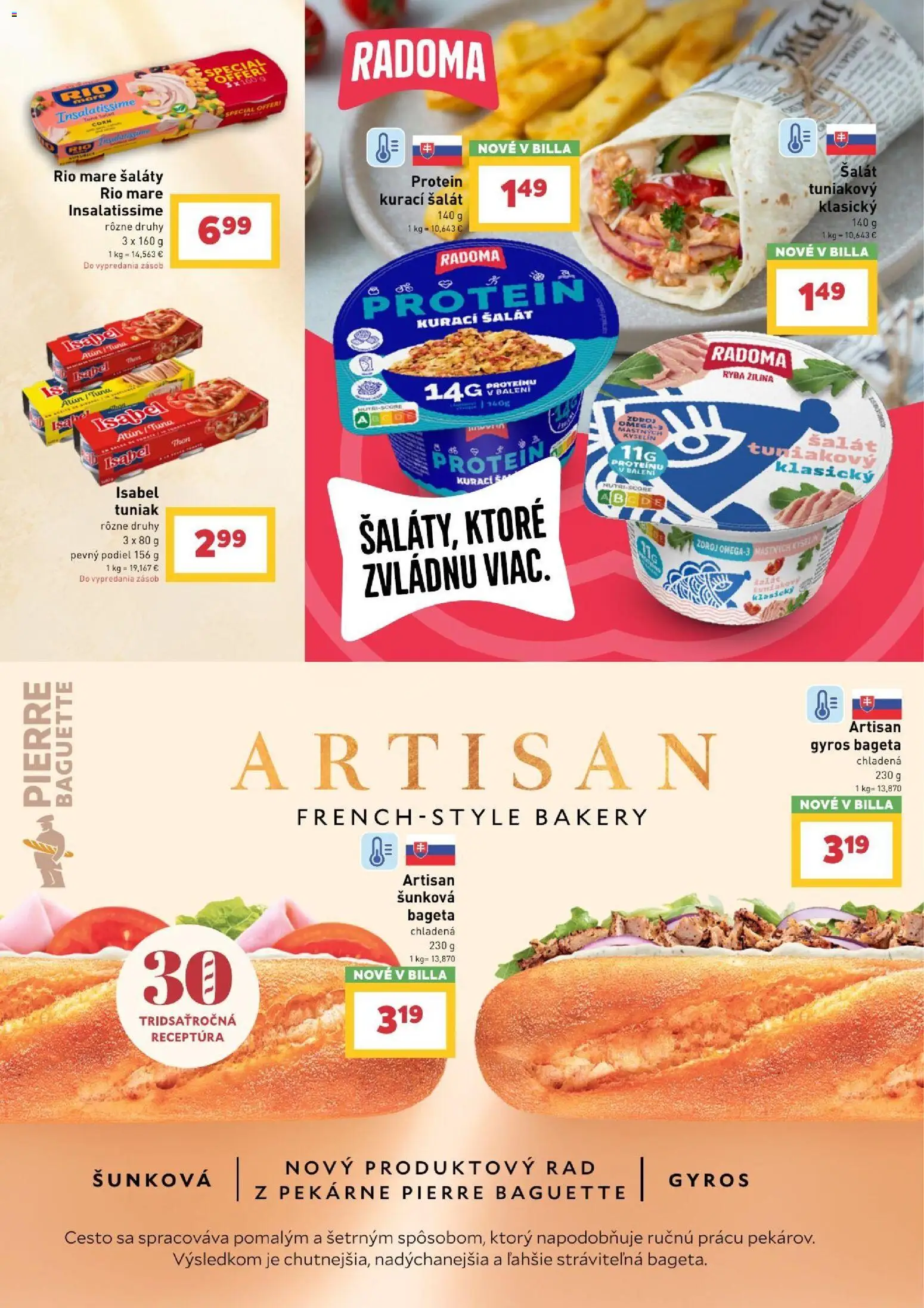 Nové Billa akcie – leták je platný od 30.09.2026 | Strana: 12 | Produkty: Bageta, Ryba, Gyros, Šalát