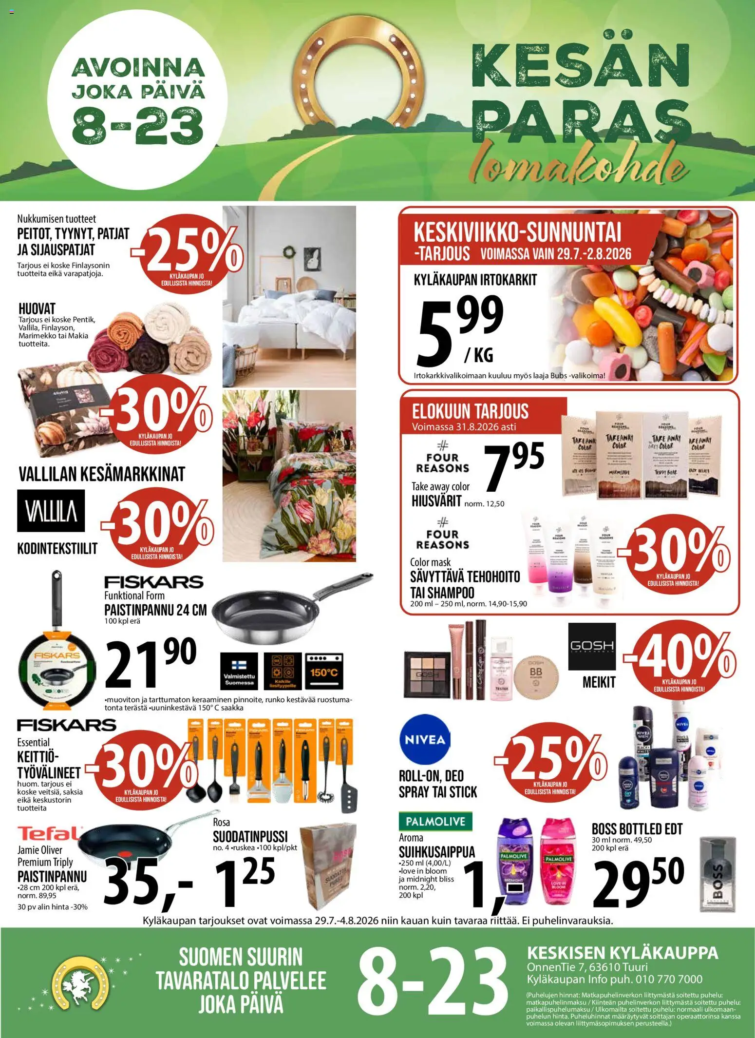 Tuuri tarjoukset – voimassa 29/07/2026 alkaen | Sivu: 1 | Tuotteet: Irtokarkit, Shampoo, Paistinpannu, Keittiö