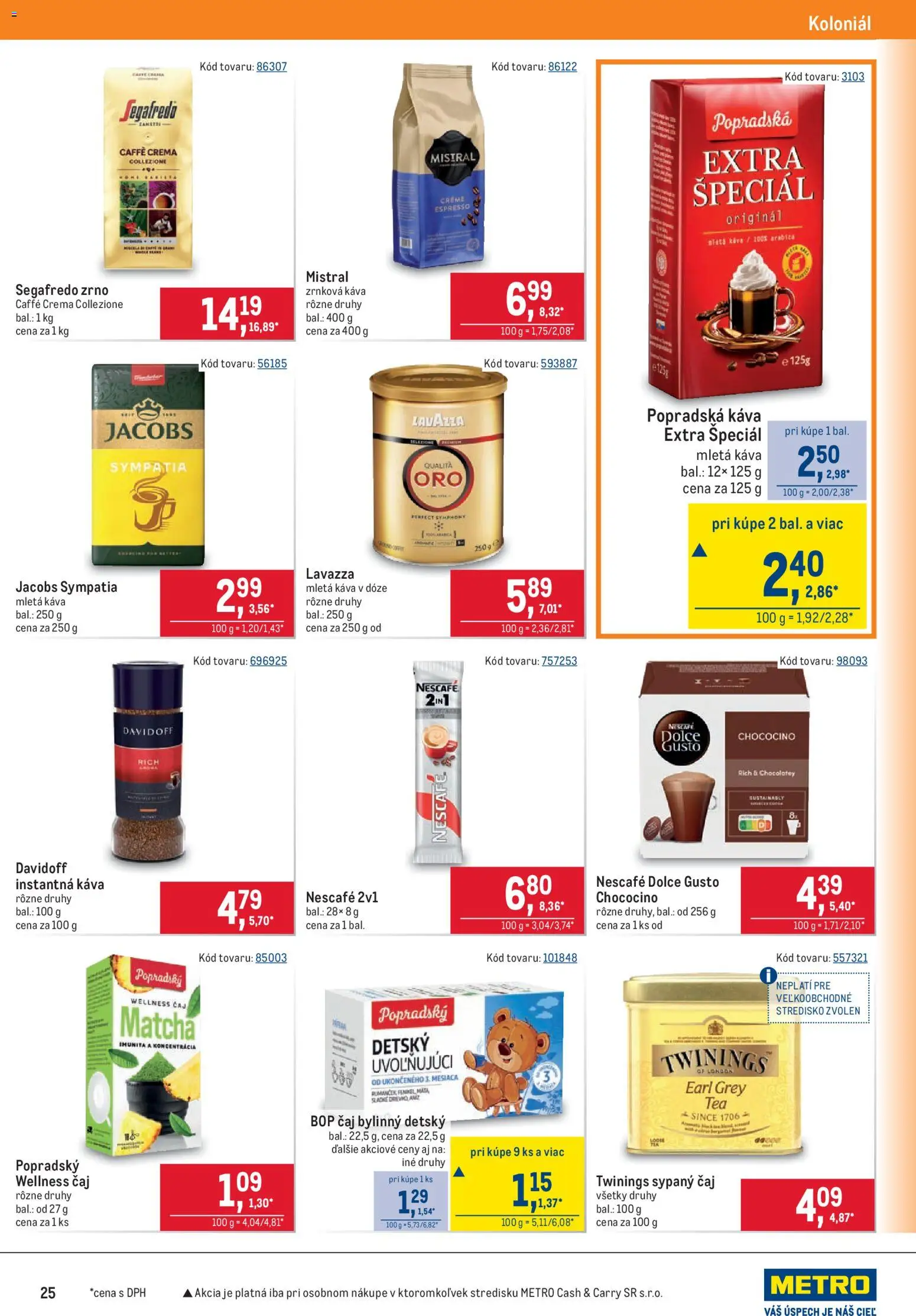 Nové Metro akcie – leták je platný od 09.09.2026 | Strana: 25 | Produkty: Dolce Gusto, Popradská káva, Lavazza, Mletá káva