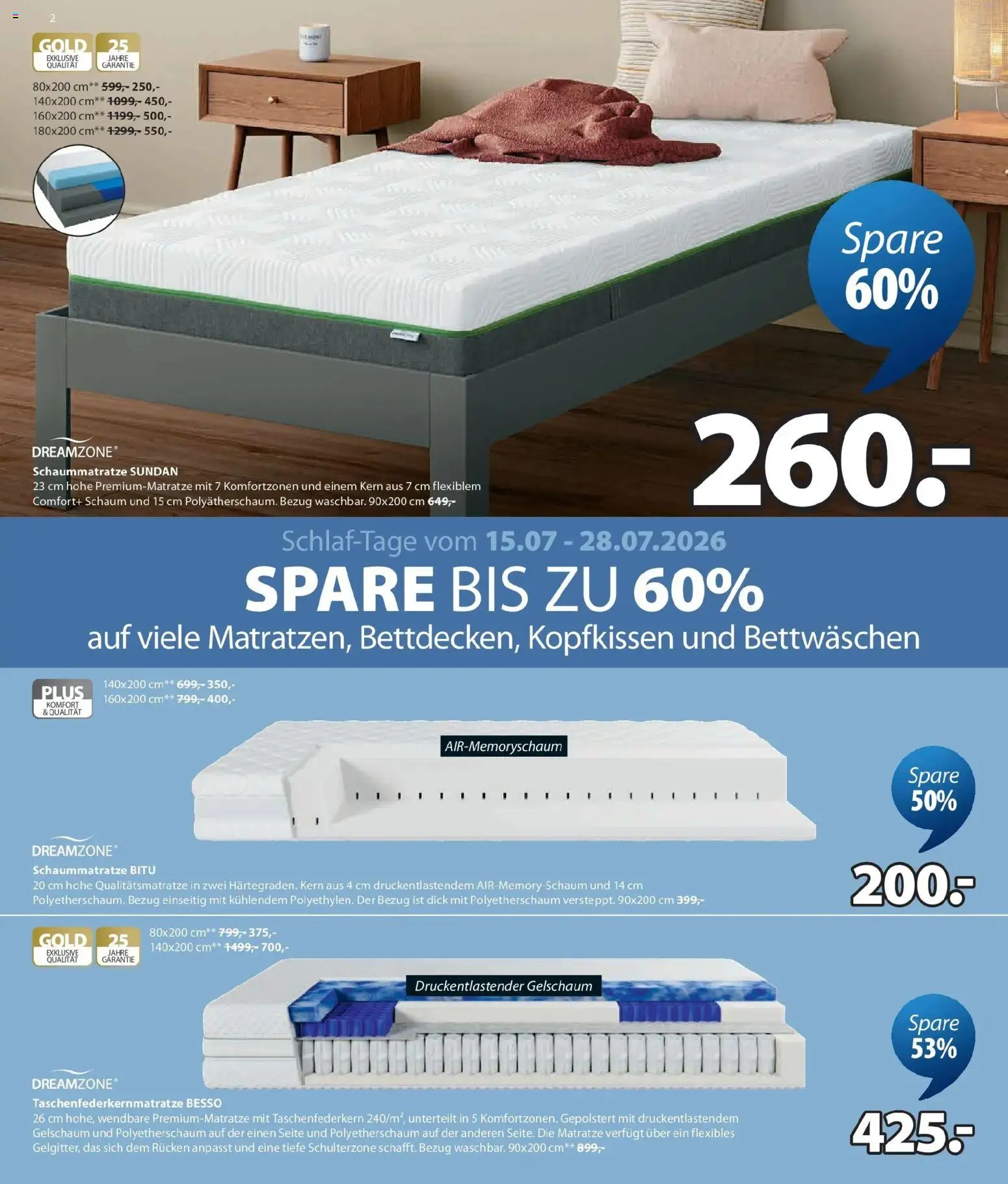 JYSK Sale Spare Bis Zu 70% gültig ab 29.07.2026 | Seite: 2 | Produkte: Matratze