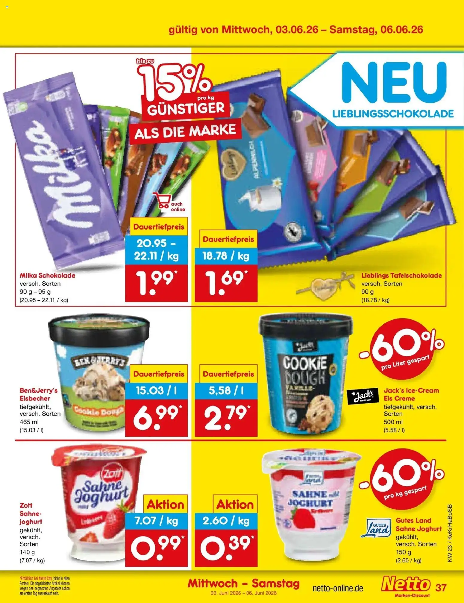 Netto Marken-Discount Prospekt Stadtlohn – gültig ab 01.06.2026 | Seite: 51 | Produkte: Joghurt, Milka schokolade, Milka, Creme