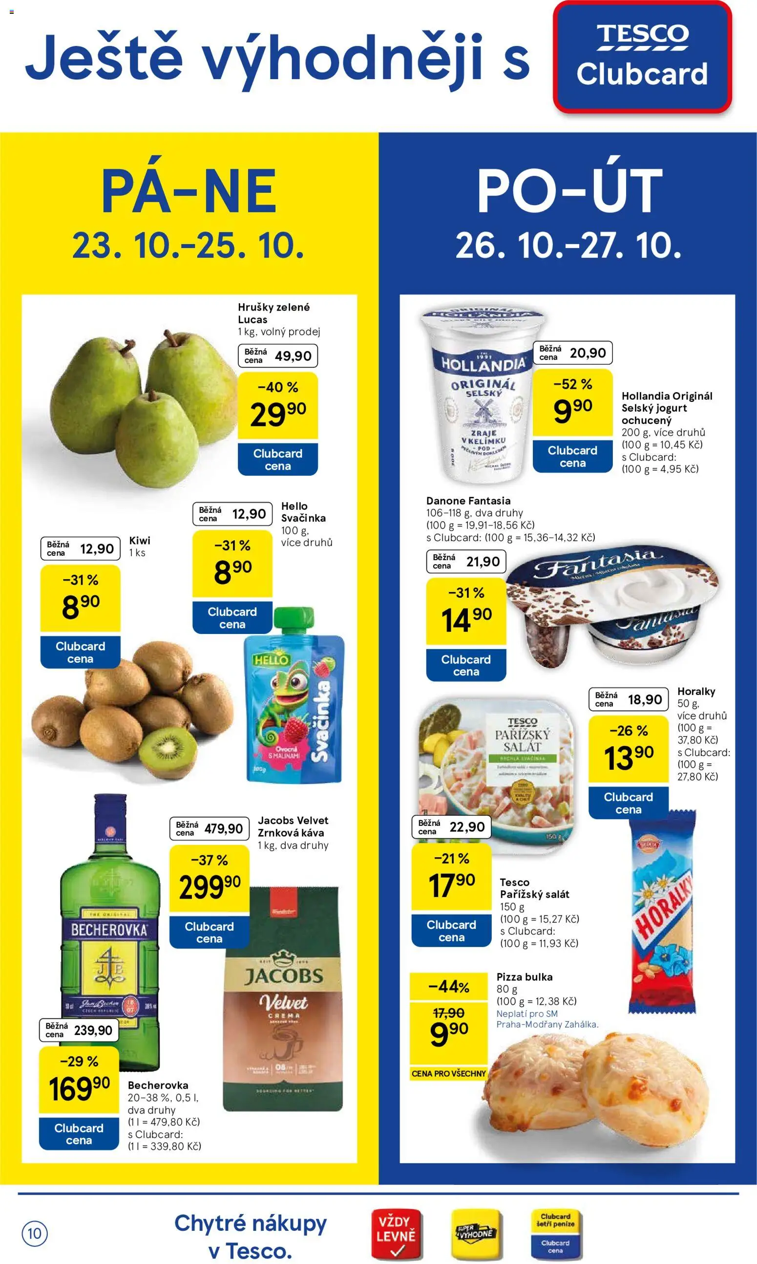 Tesco leták - Supermarket od 21.10.2026 | Strana: 10 | Produkty: Hrušky, Kiwi, Crema, Becherovka
