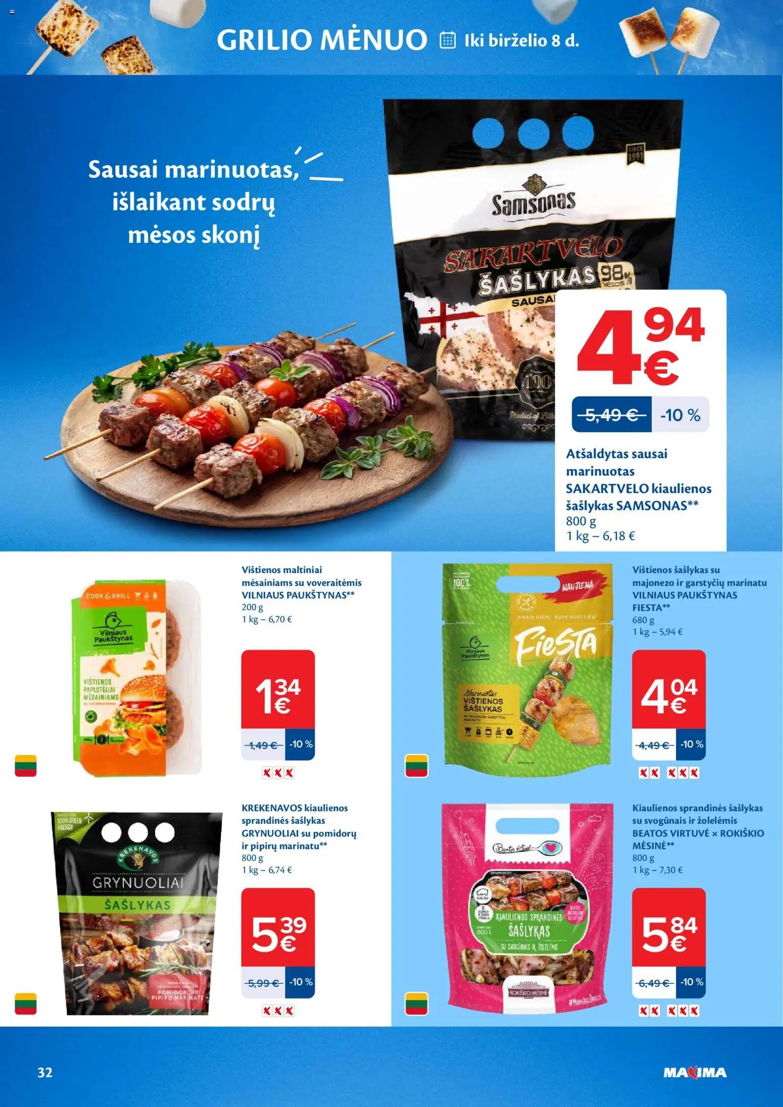 MAXIMA akcijos nuo 26.05.2026 | Puslapis: 32 | Prekių: Vištienos, Kiaulienos