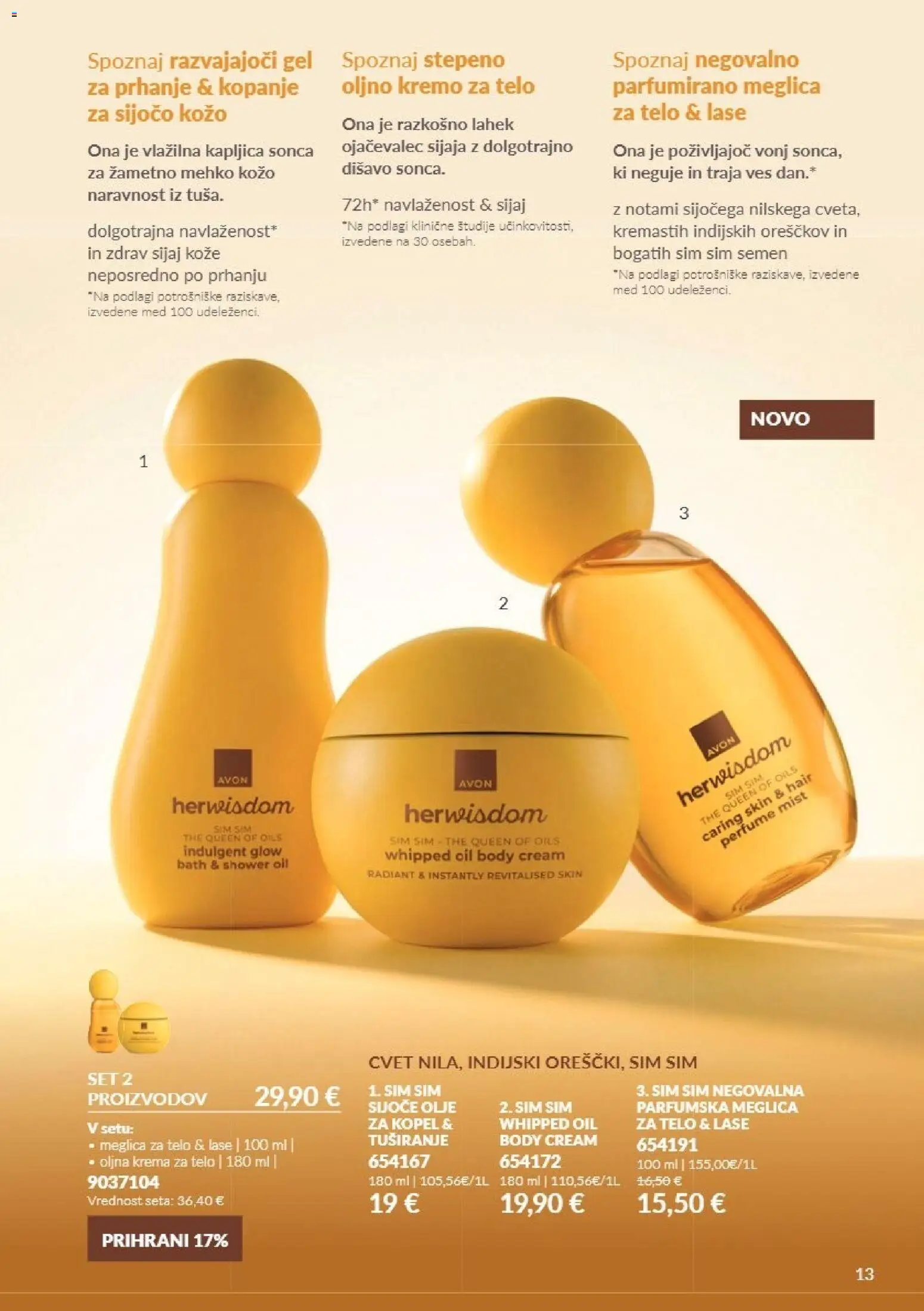Novi Avon katalog ponudbe – veljaven od 01.10.2026 | Stran: 13 | Izdelki: Kopel, Krema, Krema za telo, Olje