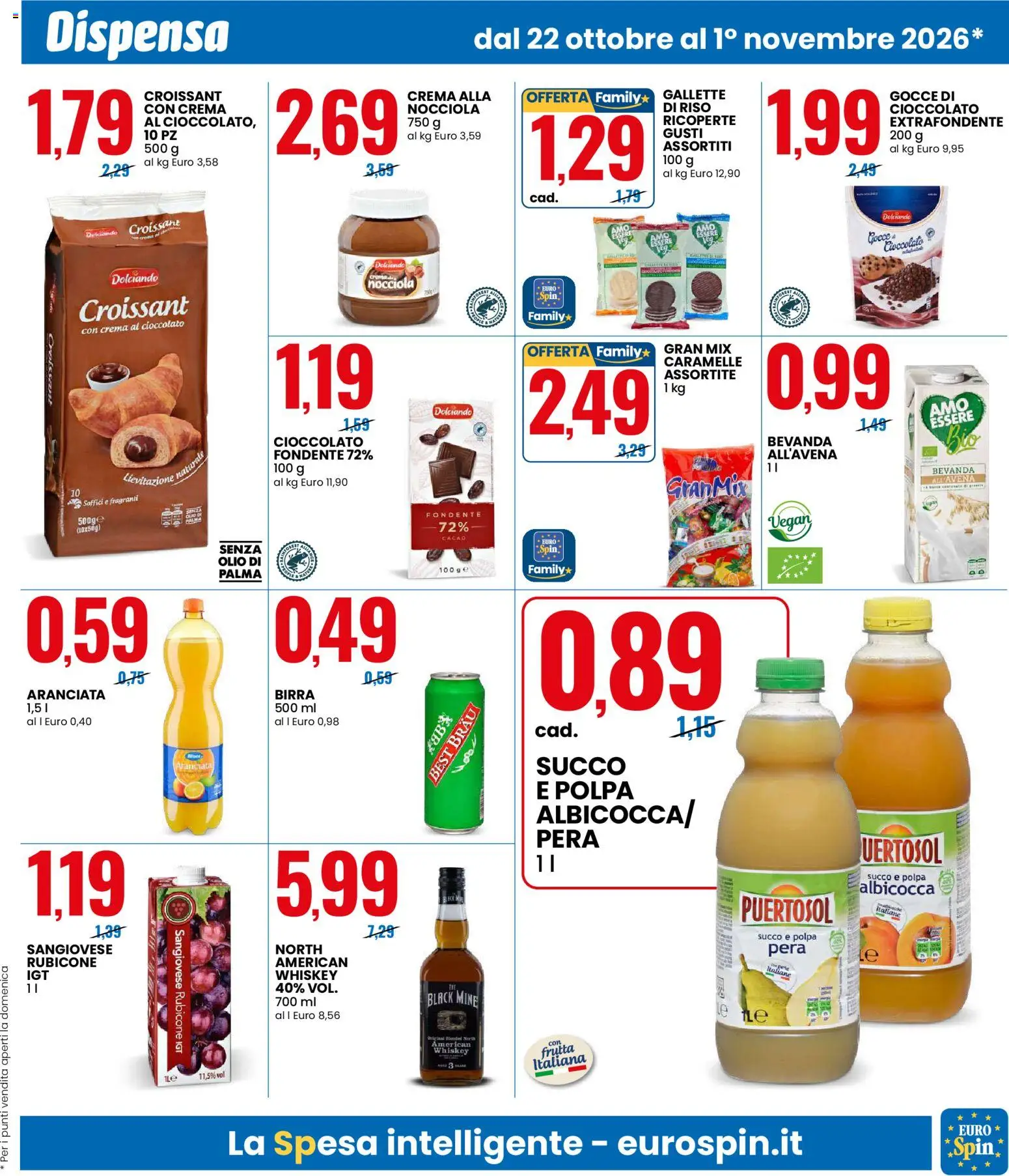 Volantino Eurospin del 22/10/2026 | Pagina: 5 | Prodotti: Vegan, Cioccolato, Pera, Croissant