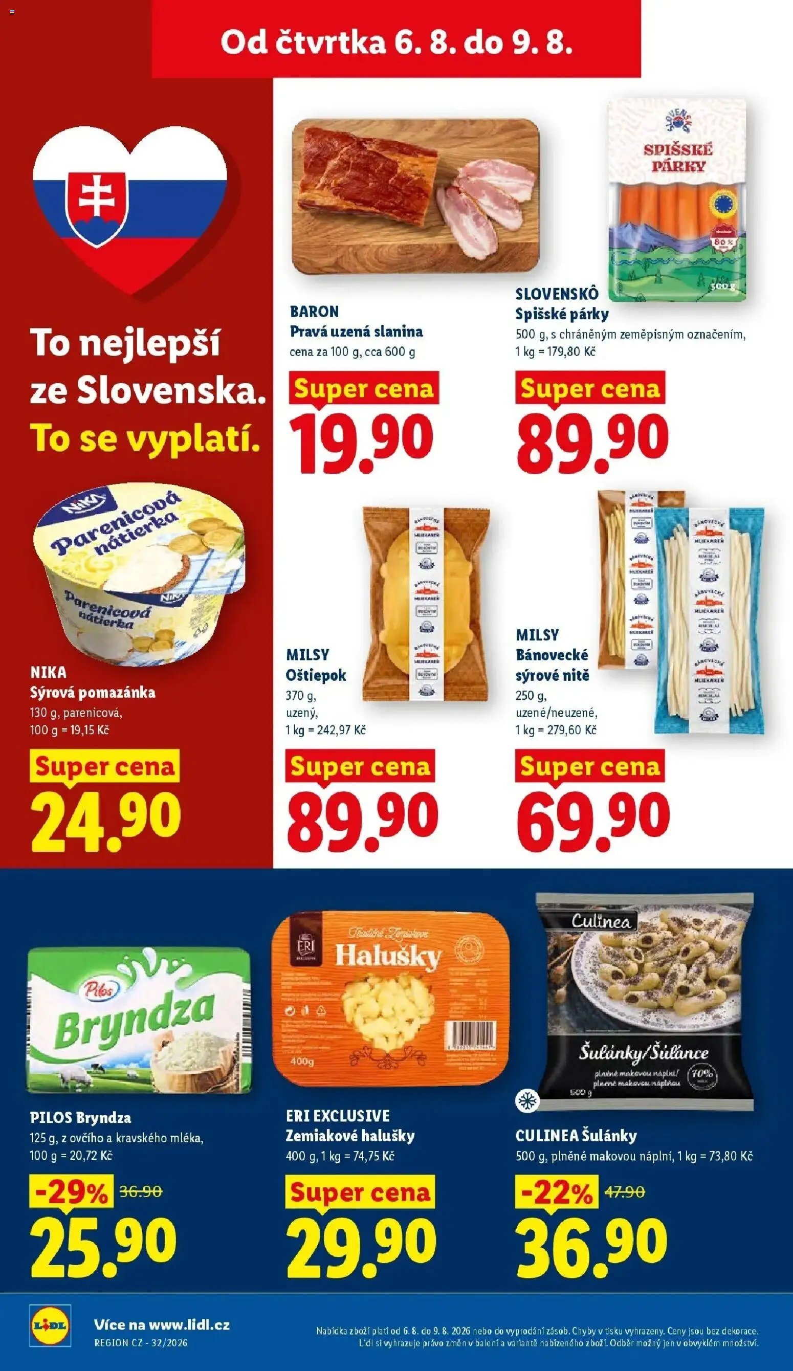 Lidl aktuální leták od 06.08.2026 | Strana: 18 | Produkty: Párky, Pomazánka, Slanina, Bryndza