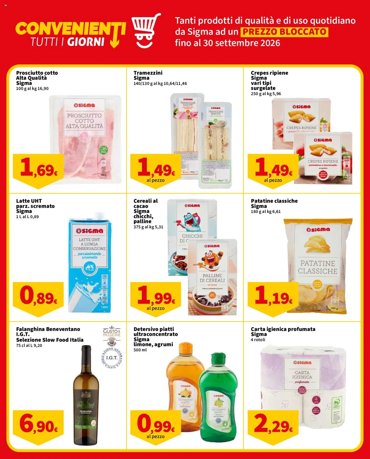 Volantino SIGMA del 28/07/2026 | Pagina: 5 | Prodotti: Carta igienica, Patatine, Mozzarella, Pomodoro