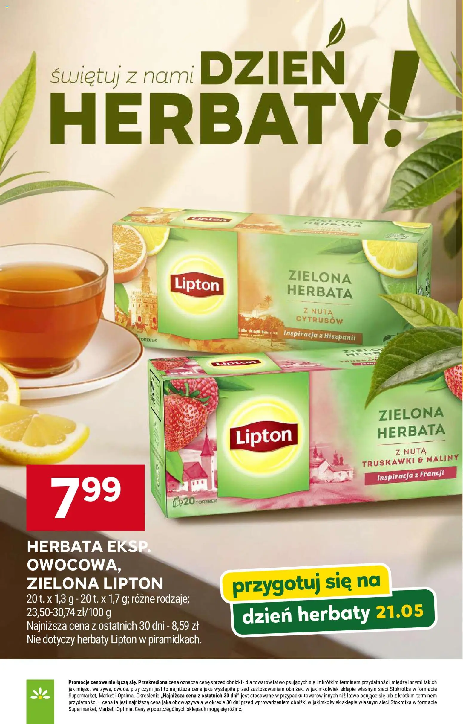 Stokrotka gazetka od 21.05.2026 | Strona: 13 | Produkty: Maliny, Stokrotka, Herbata, Truskawki