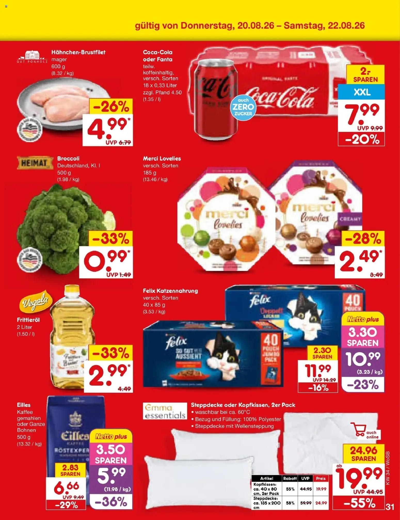 Netto Marken-Discount Prospekt Mannheim – gültig ab 17.08.2026 | Seite: 49 | Produkte: Fanta, Cola, Kopfkissen, Zucker