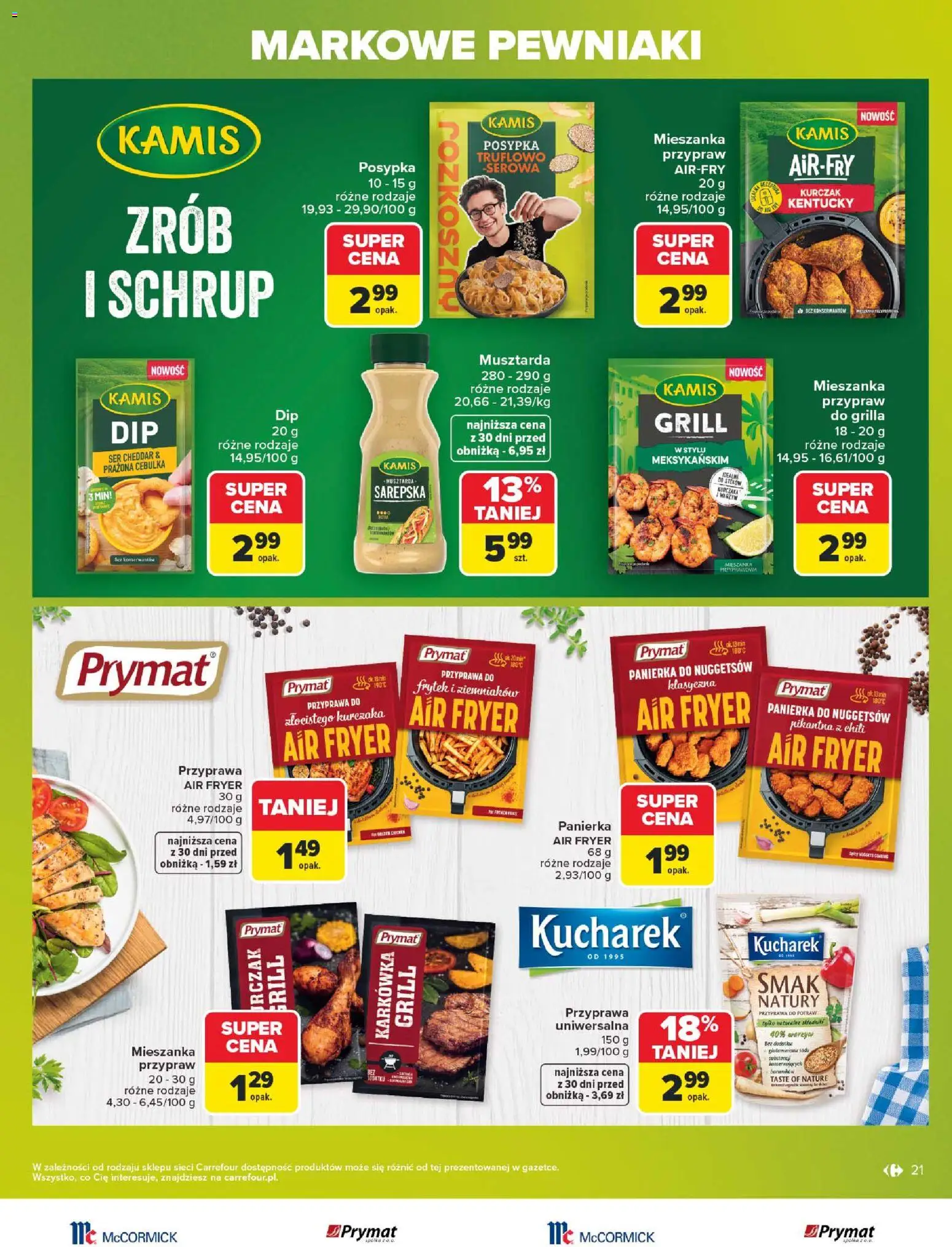 Carrefour gazetka - Markowe pewniaki od 20.07.2026 | Strona: 21 | Produkty: Karkówka, Kurczak, Musztarda, Ser