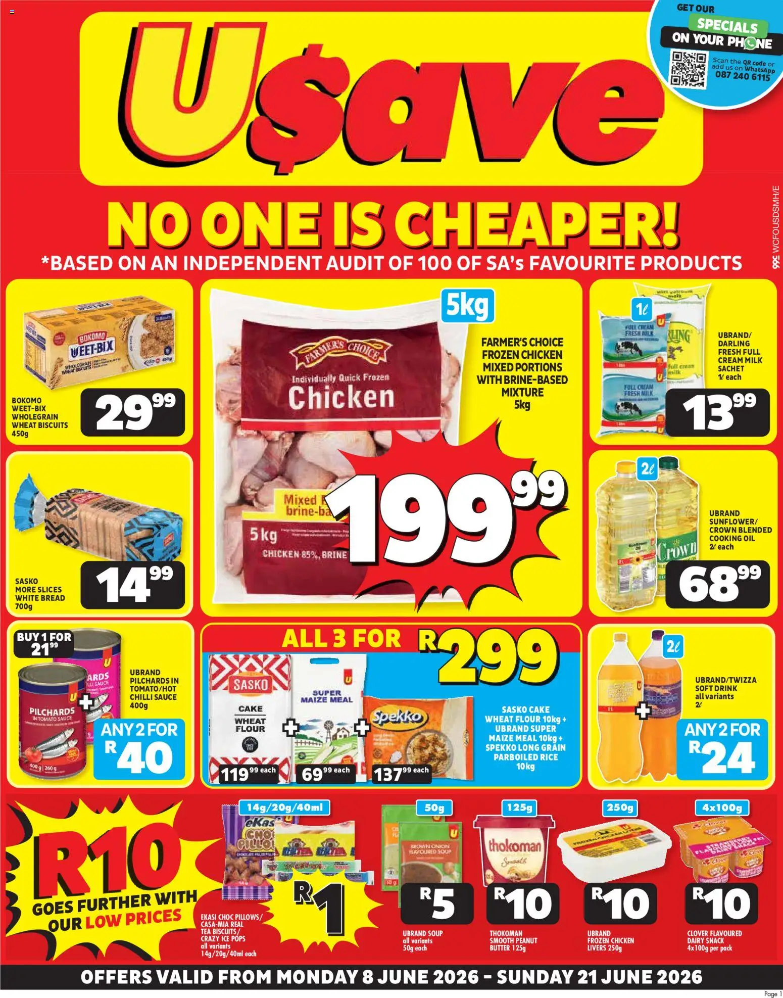 New Usave catalogue – valid from 08.06.2026 | Page: 1 | Products: Milk, Tea, Cream, Sauce