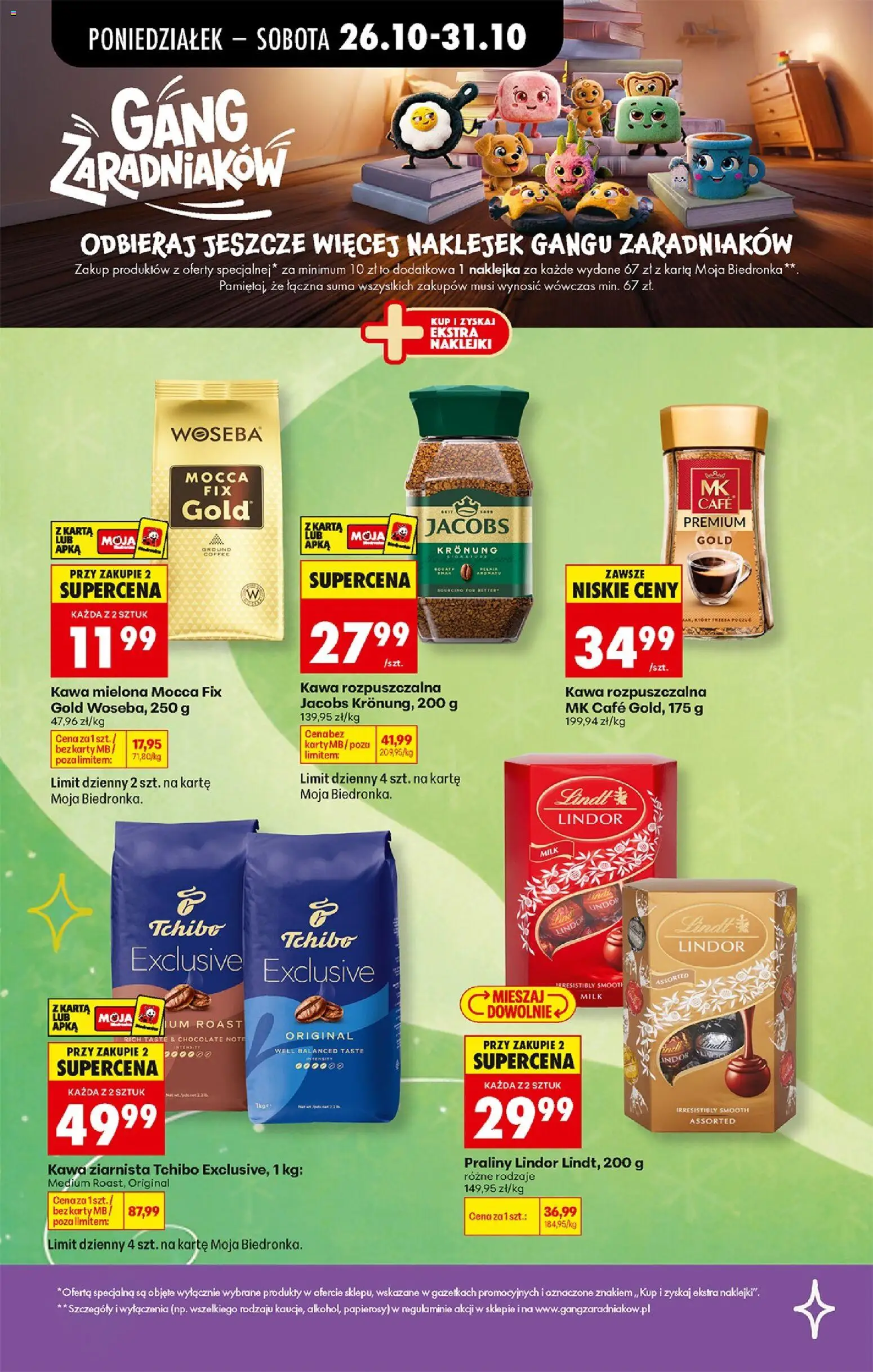 Biedronka Polsko leták - Codziennie niskie ceny od 26.10.2026 | Strana: 34 | Produkty: Lindt, Tchibo, Jacobs, Karty