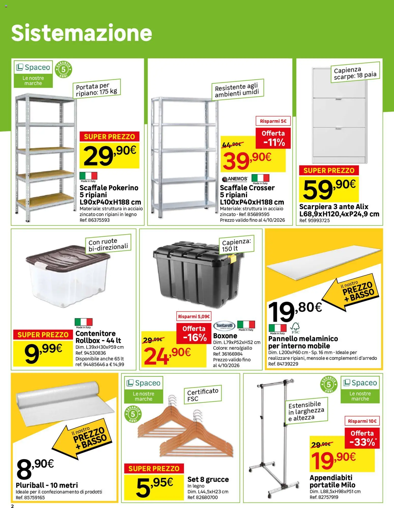 Volantino Leroy Merlin del 02/09/2026 | Pagina: 2 | Prodotti: Ripiano, Mobile, Scarpe, Scarpiera