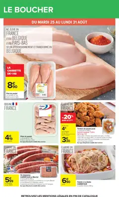 Carrefour - Prévisualisation de Carrefour catalogue valide à partir de 24/08/2026 | Page: 25 | Produits: Poulet pané, Diable, Chipolatas, Porc