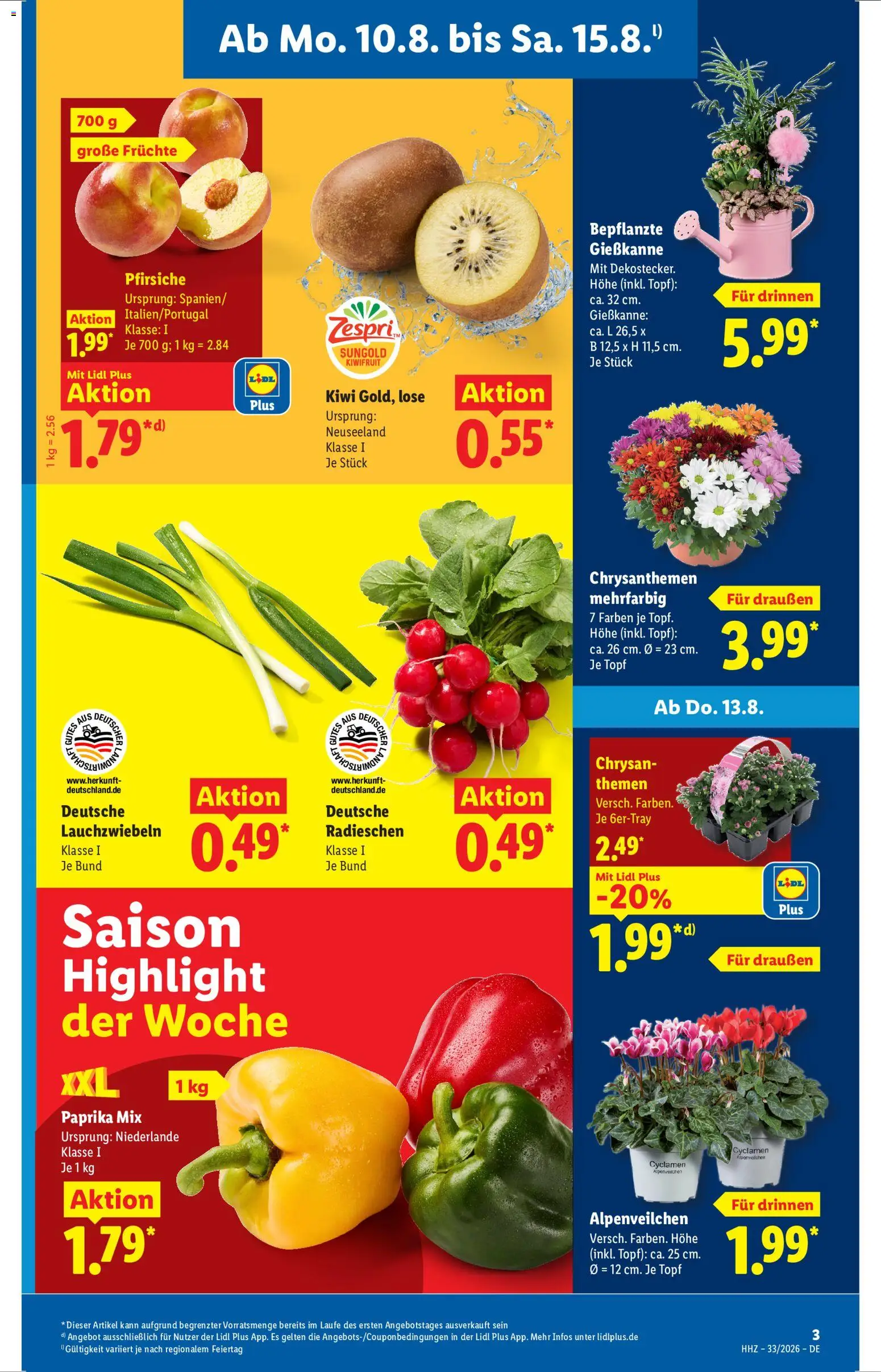 Lidl Prospekt – gültig ab 10.08.2026 | Seite: 3 | Produkte: Paprika, Kiwi