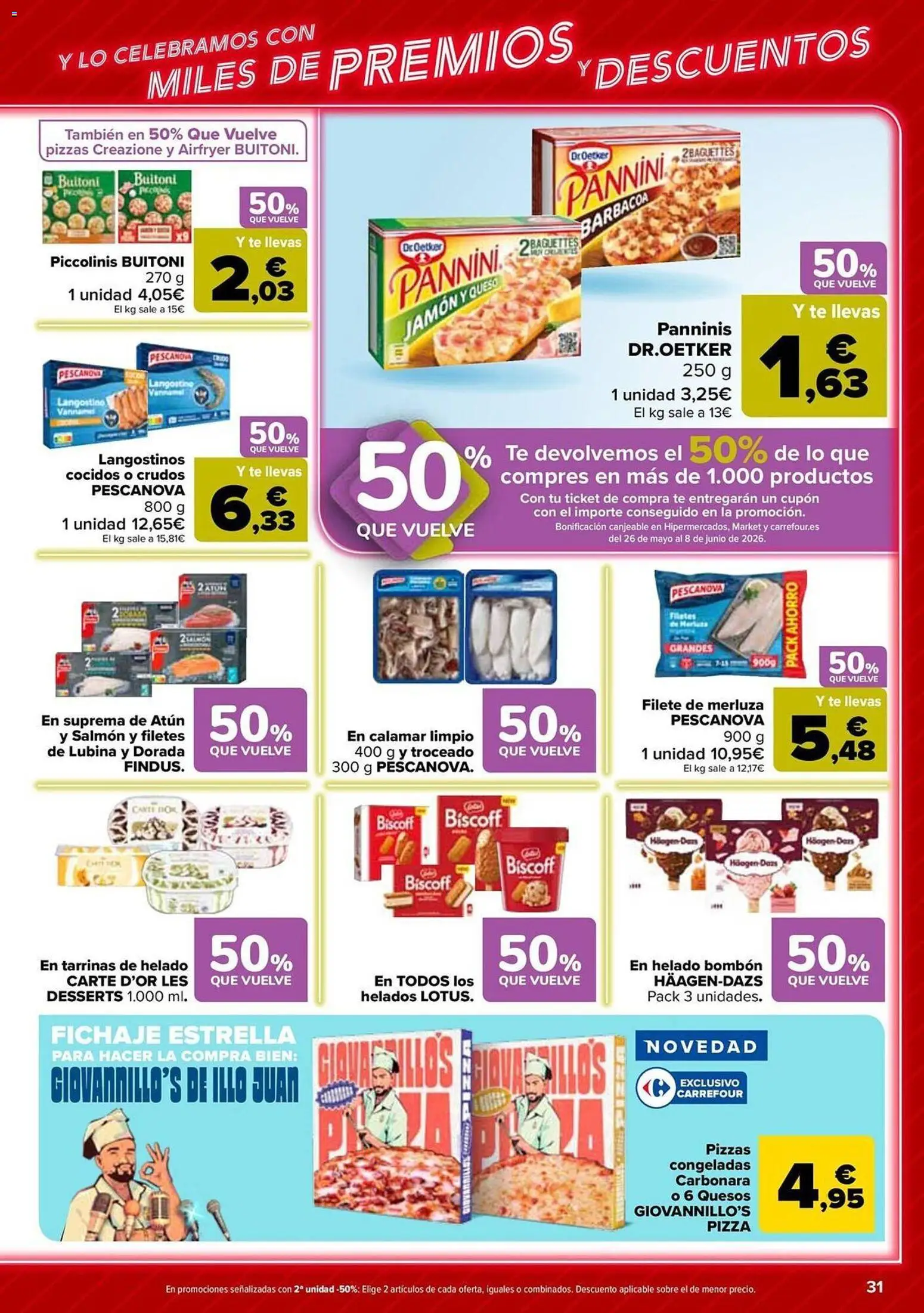 Carrefour folleto │ válido desde el 12.05.2026 | Página: 31 | Productos: Helado bombón, Queso, Té, Langostino