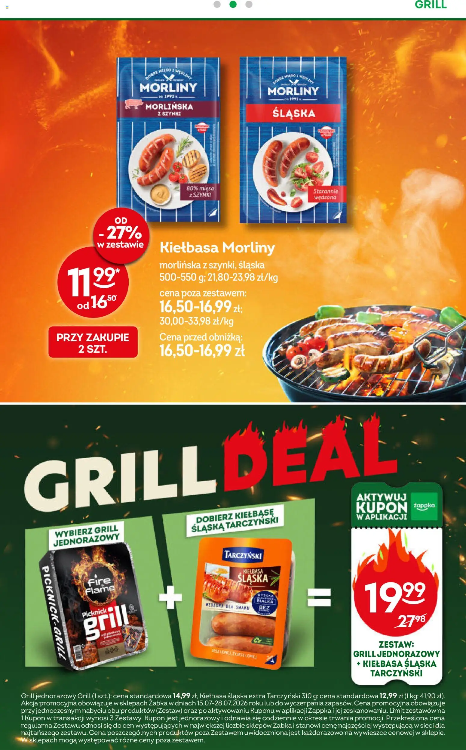Żabka gazetka od 15.07.2026 | Strona: 21 | Produkty: Kiełbasa, Grill, Kiełbasa Morliny, Grill jednorazowy
