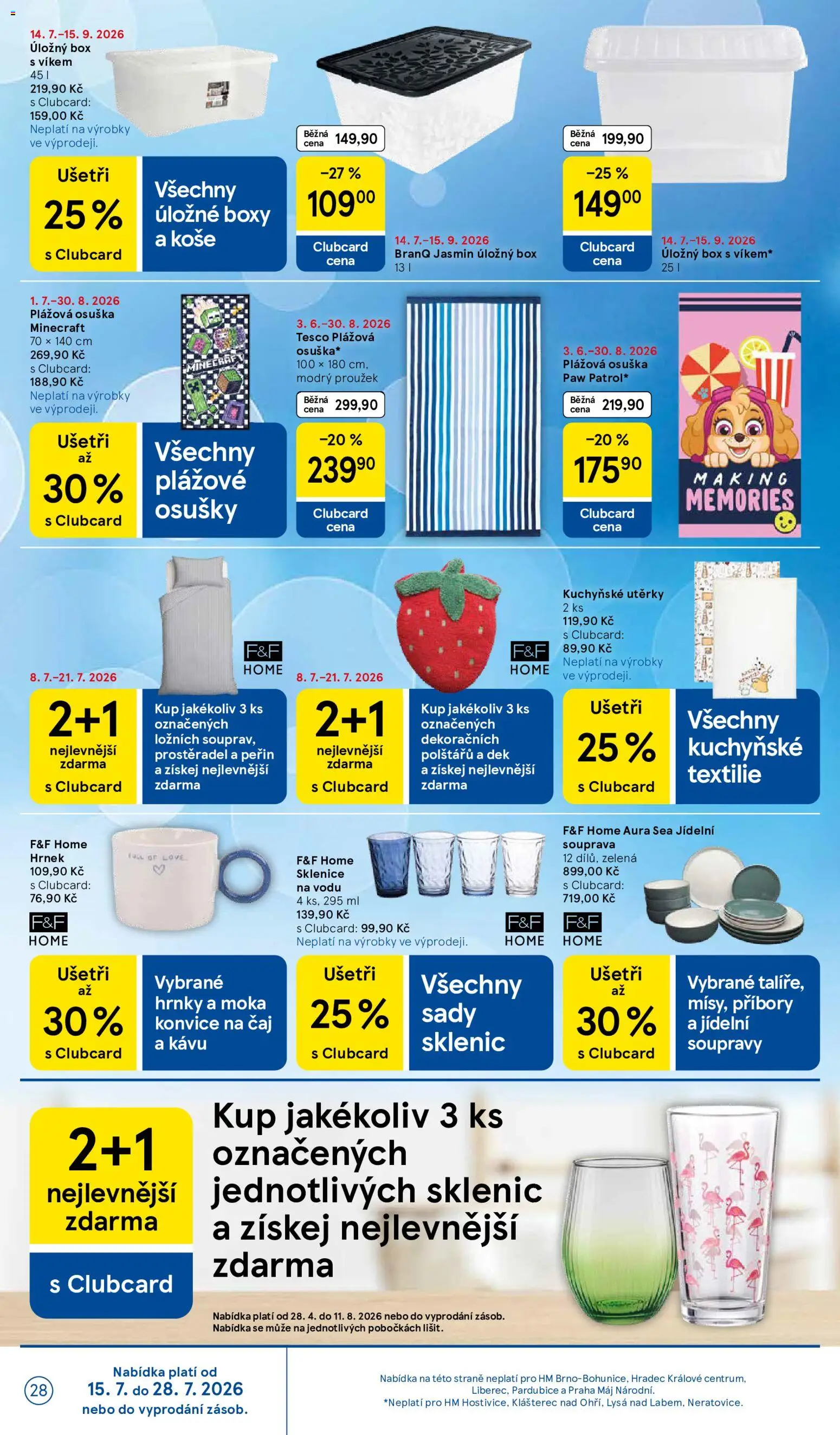 Tesco leták - Hypermarket od 15.07.2026 | Strana: 28 | Produkty: Box, Utěrky, Úložný box s víkem, Sklenice