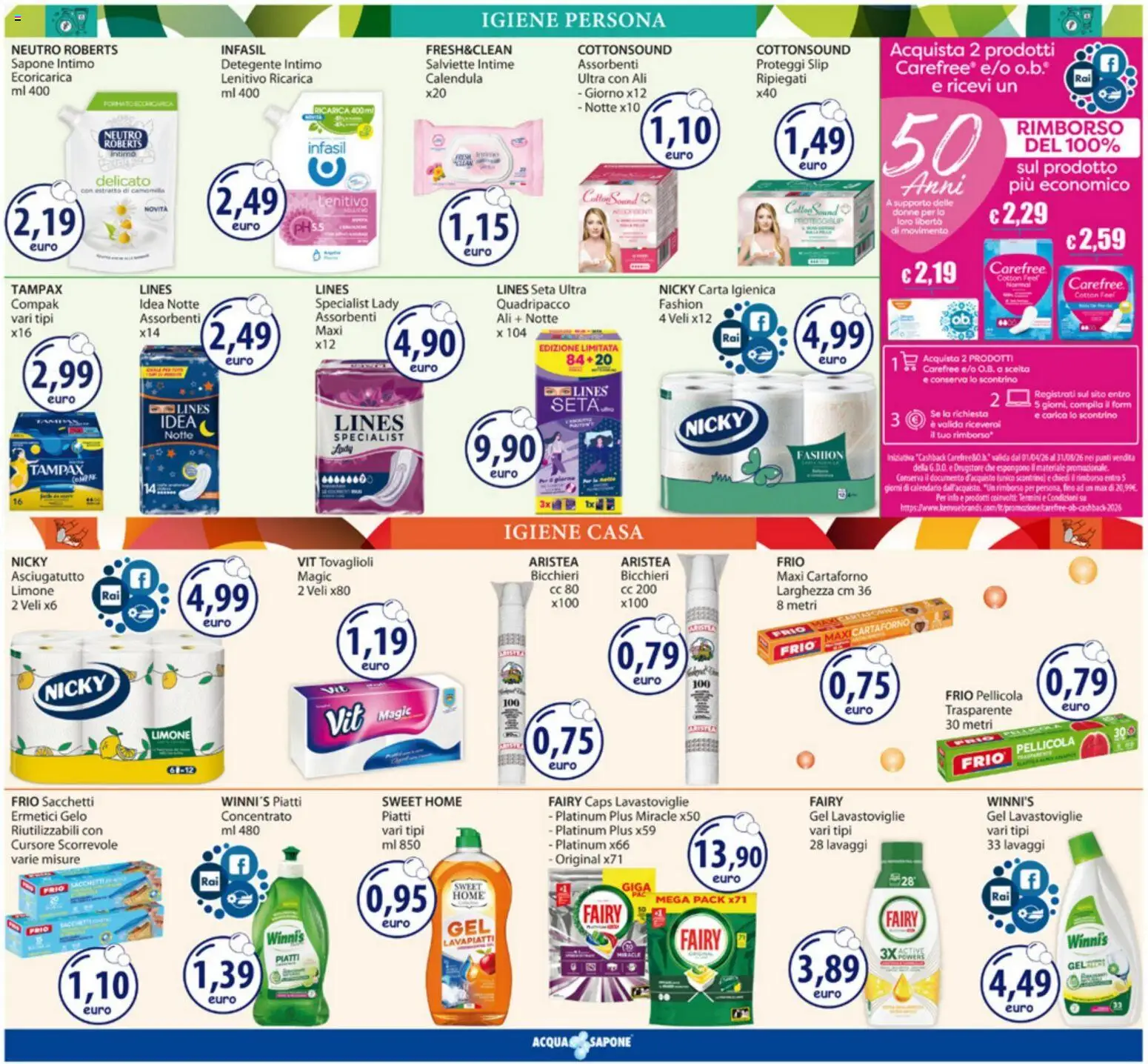 Volantino Acqua e Sapone del 04.05.2026 | Pagina: 10 | Prodotti: Proteggi slip, Limone, Asciugatutto, Pellicola