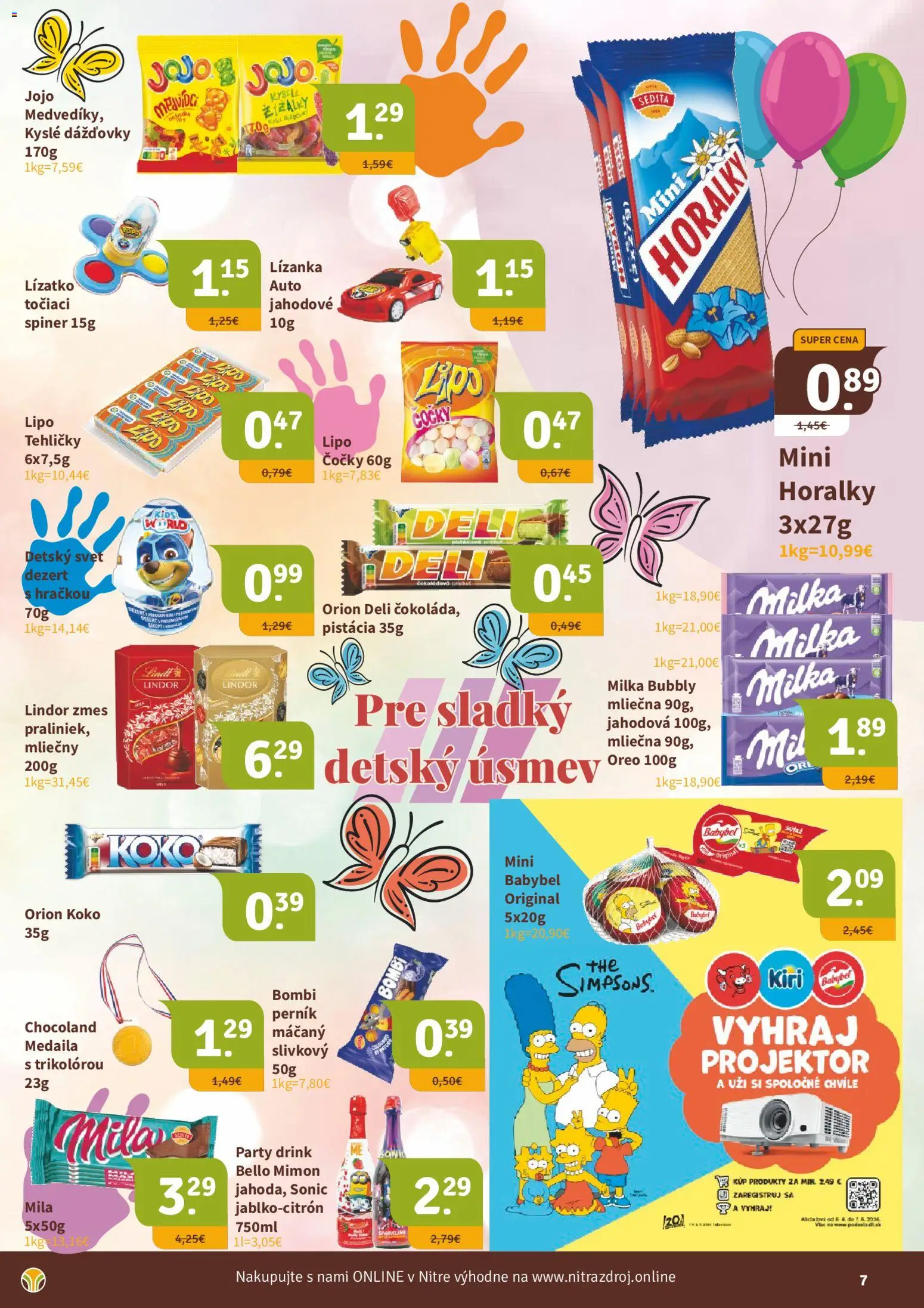 Nové Nitrazdroj akcie – leták je platný od 22.05.2026 | Strana: 7 | Produkty: Lindor, Mila, Milka, Horálky