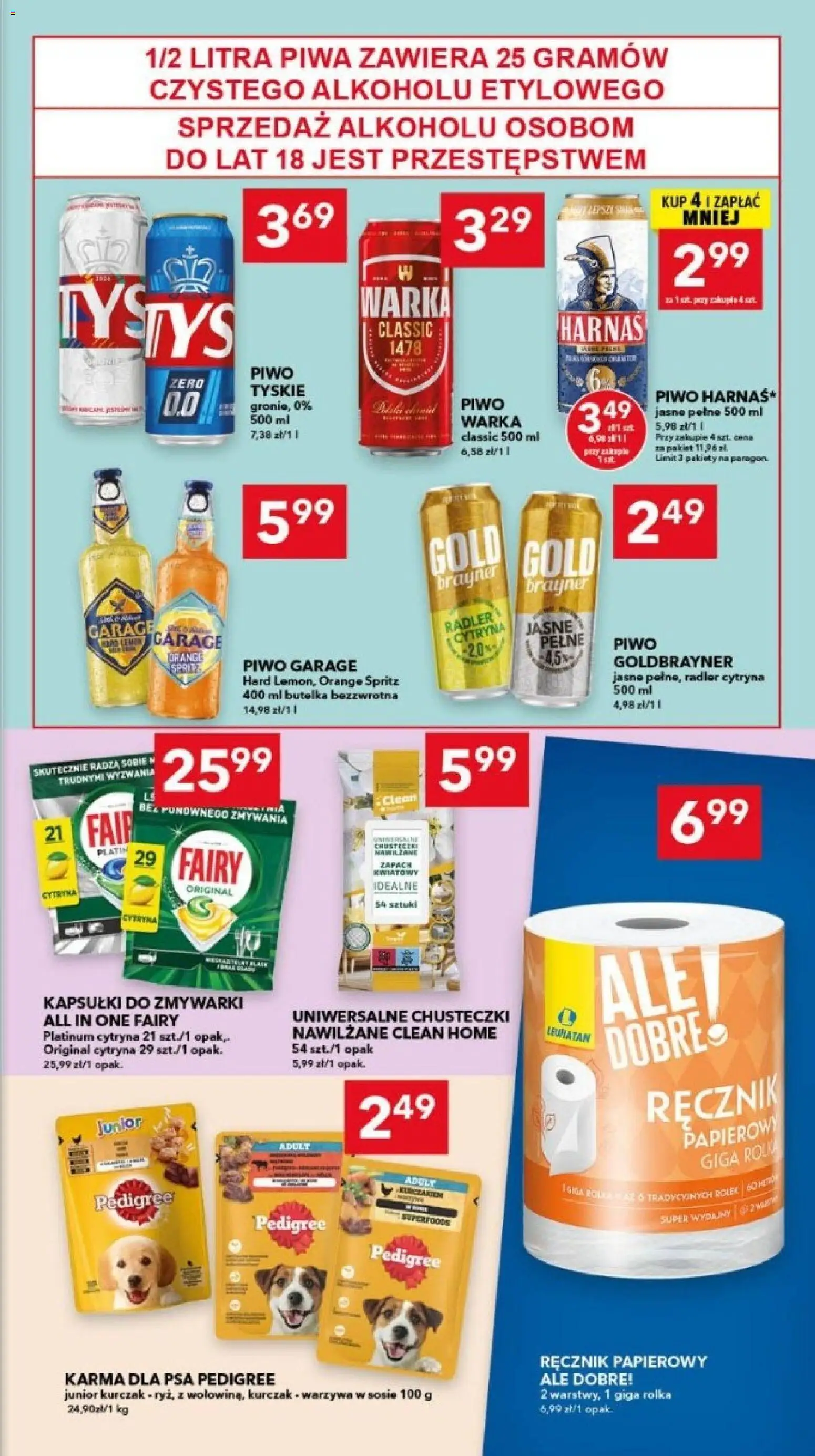 Lewiatan gazetka - Legnica od 22.10.2026 | Strona: 13 | Produkty: Piwo tyskie, Warka, Pedigree, Fairy