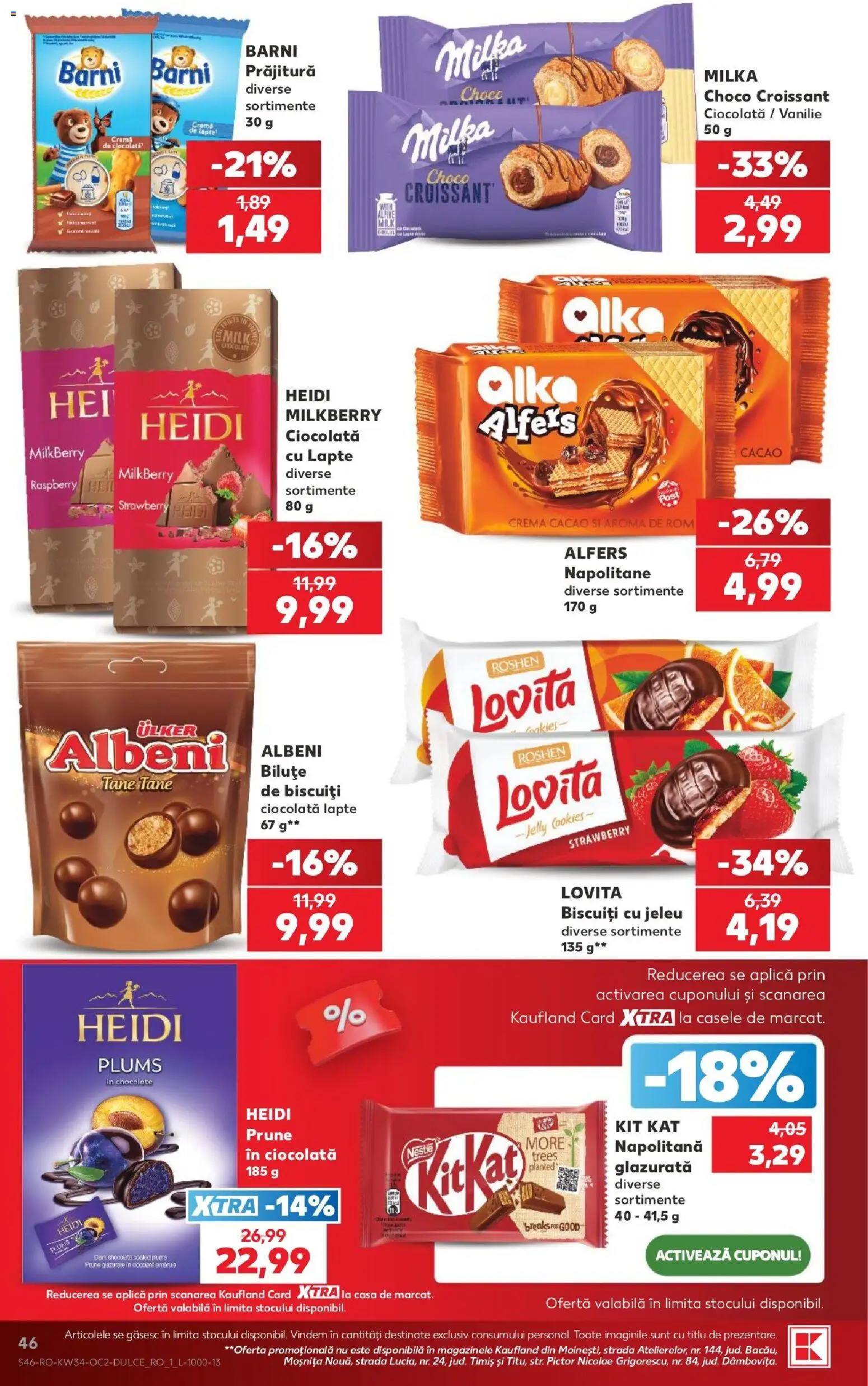 Noul catalog Kaufland – valabil de la 19.08.2026 | Pagină: 46 | Produse: Napolitane, Heidi, Rom, Prune