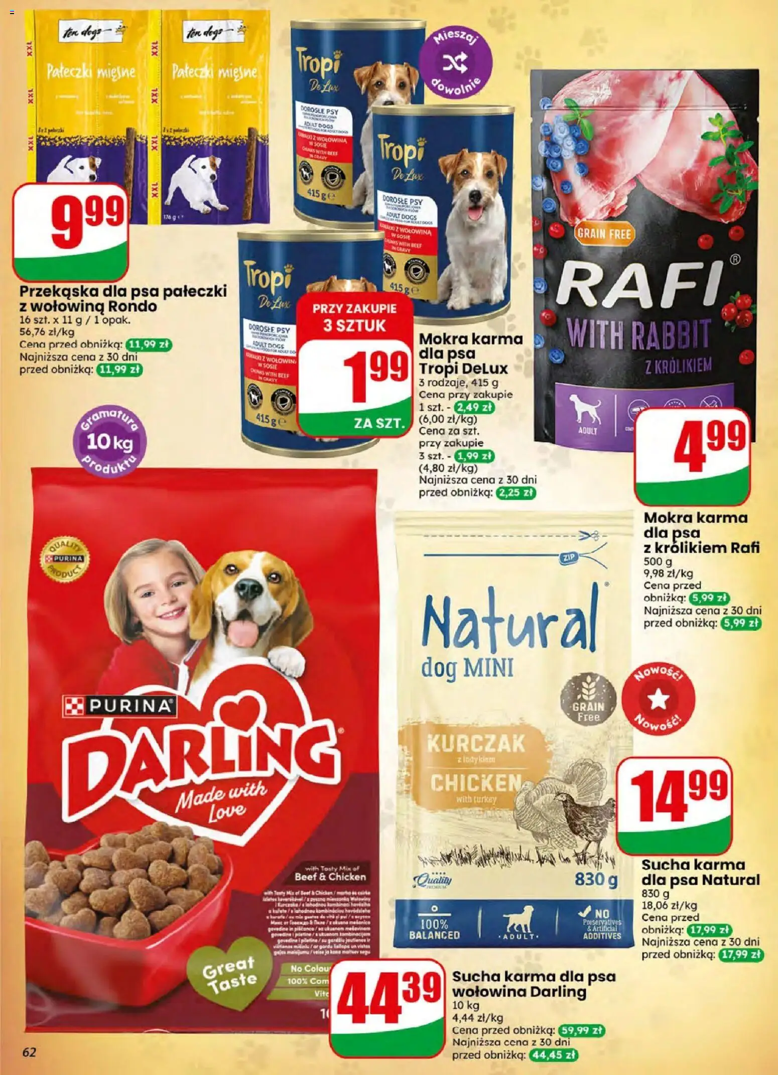 Dino gazetka od 05.08.2026 | Strona: 62 | Produkty: Kurczak, Karma dla psa, Sucha karma dla psa, Wołowina