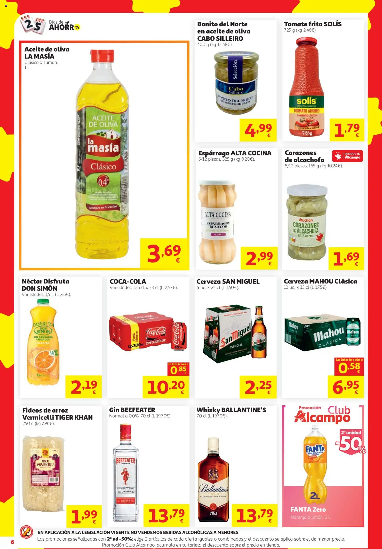 Alcampo Supermercado │ válido desde el 08/10/2026 | Página: 6 | Productos: Ballantine’s, Fideos de arroz, Bebidas, Néctar