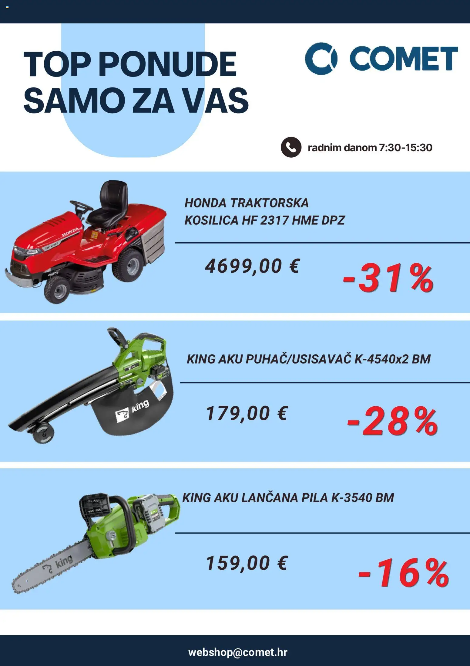 Comet katalog | vrijedi od 16.10.2026 | Stranica: 3 | Proizvodi: Kosilica, Pila, Traktorska kosilica
