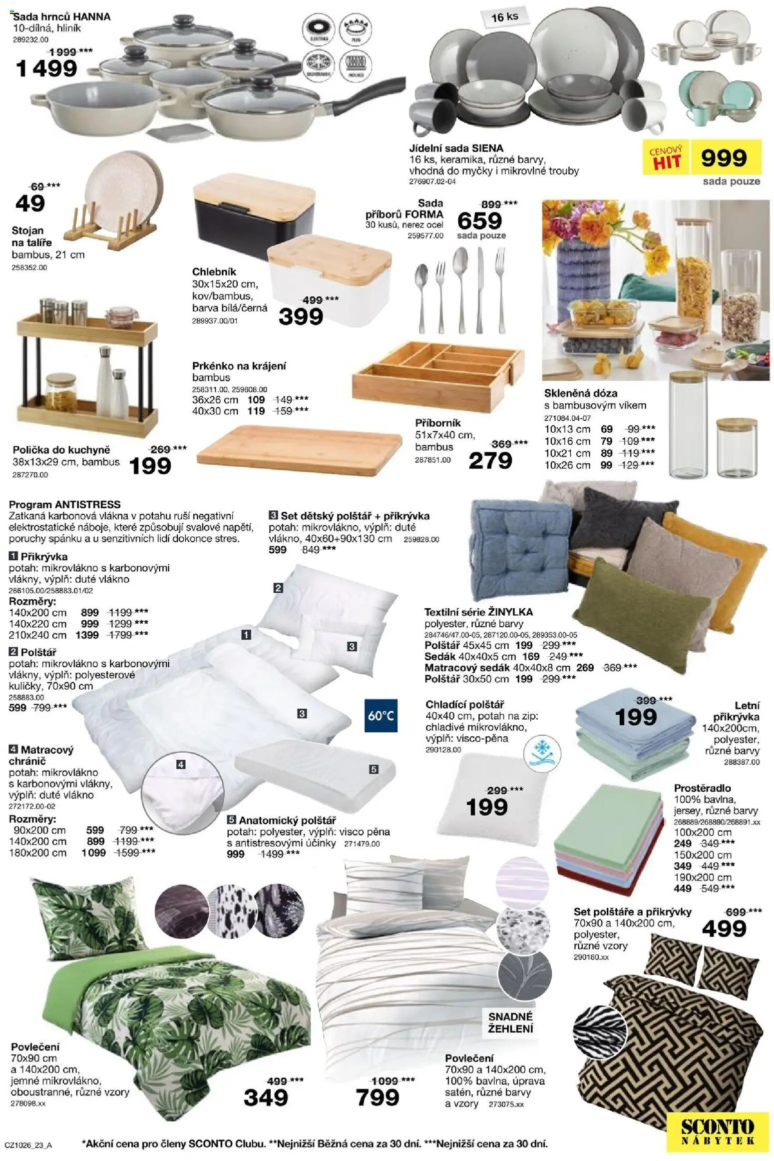 Sconto nábytek leták od 05.08.2026 | Strana: 23 | Produkty: Polštáře, Povlečení, Chlebník, Polštář