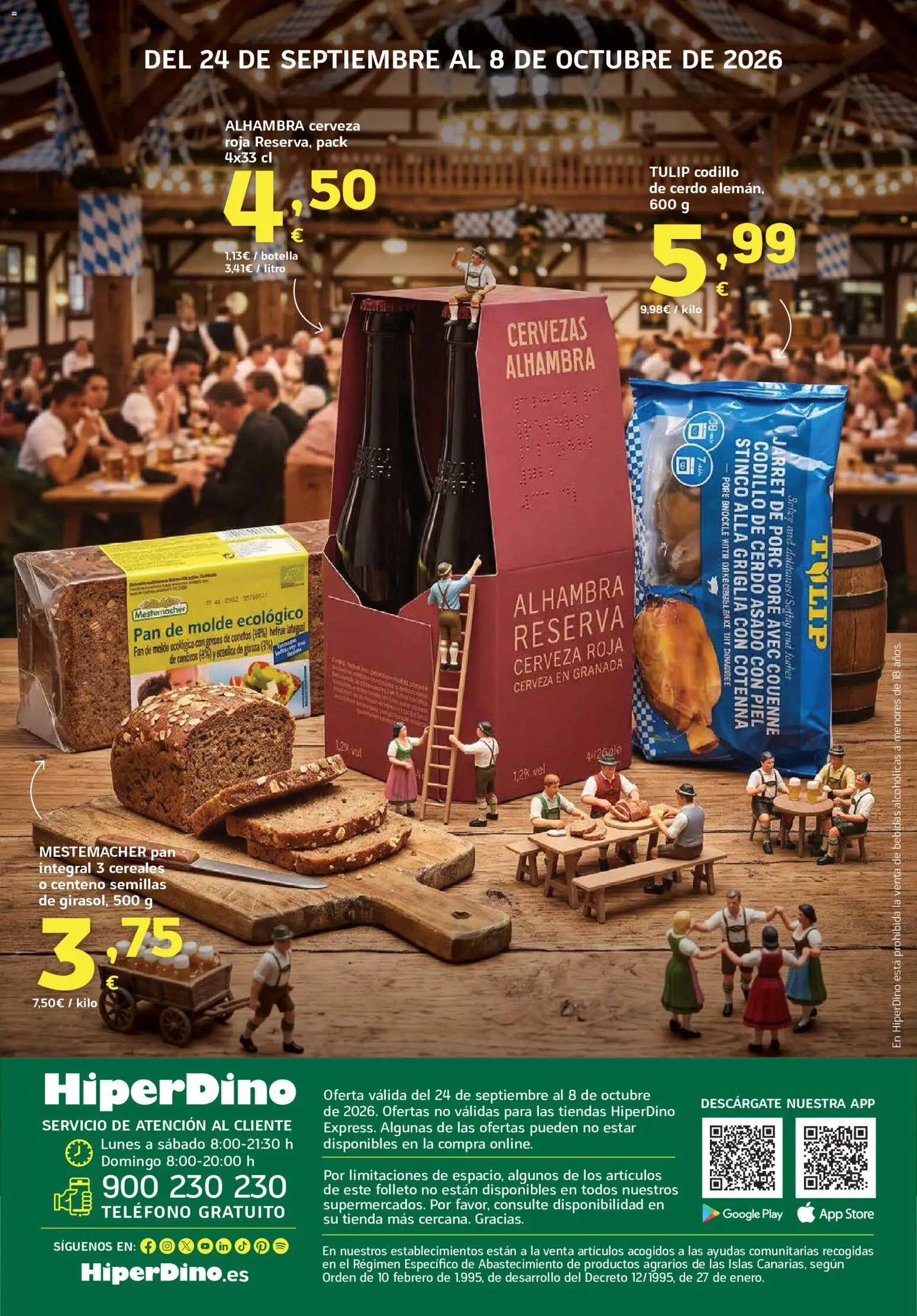 HiperDino Oktoberfest │ válido desde el 24/09/2026 | Página: 10 | Productos: Cerveza, Codillo de cerdo, Cereales, Pan integral