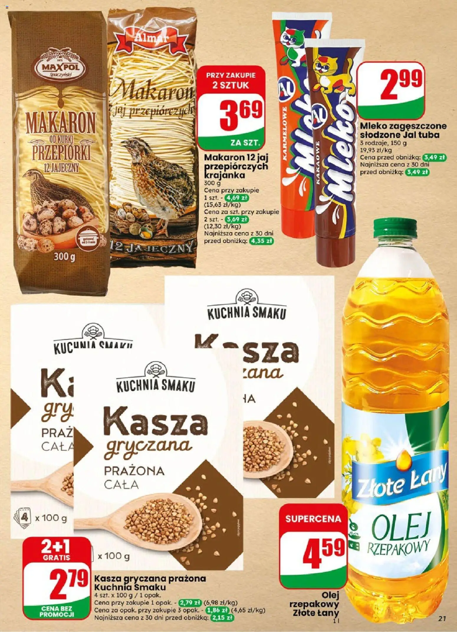 Dino gazetka od 19.08.2026 | Strona: 21 | Produkty: Kasza, Kurki, Kasza gryczana, Mleko