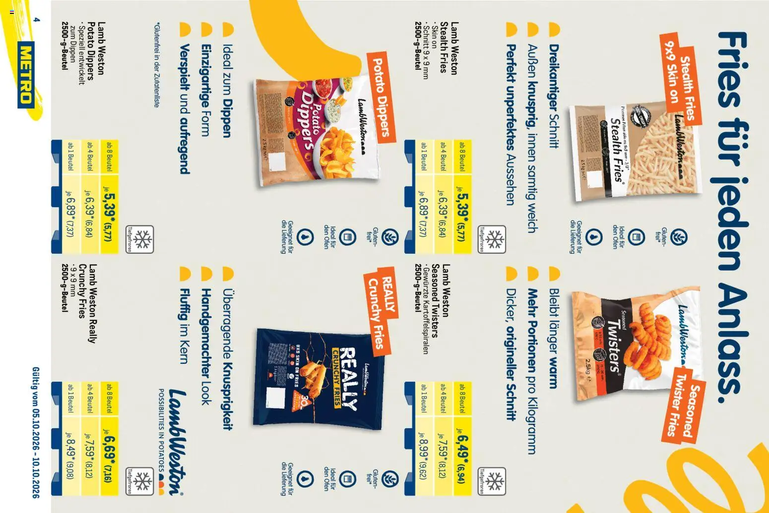 Metro Marken für Profis – gültig ab 05.10.2026 | Seite: 4 | Produkte: Ofen, Pommes, Pommes frites