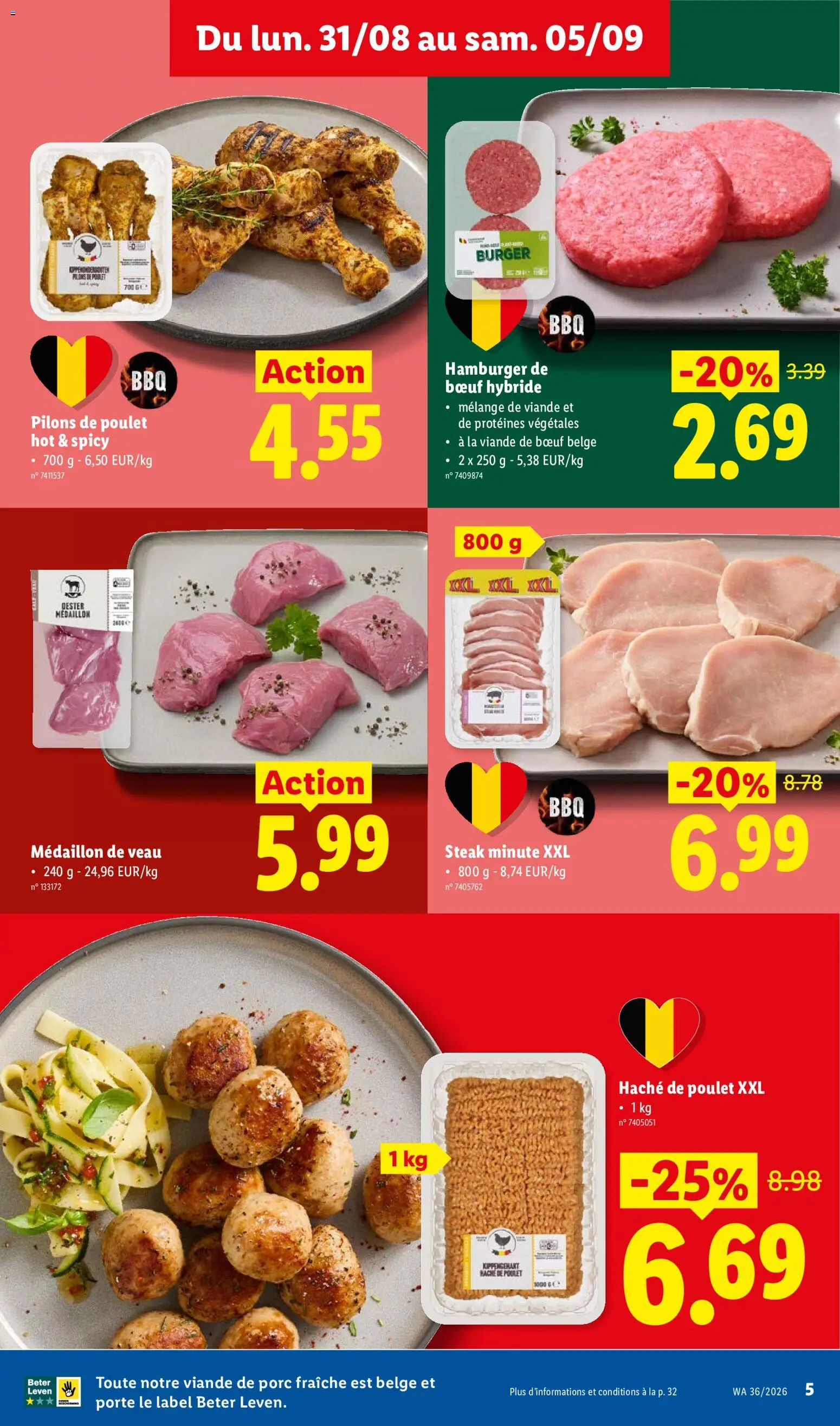 {H1} | Pagina: 5 | Producten: Hamburger, Kippengehakt, Drumsticks, La
