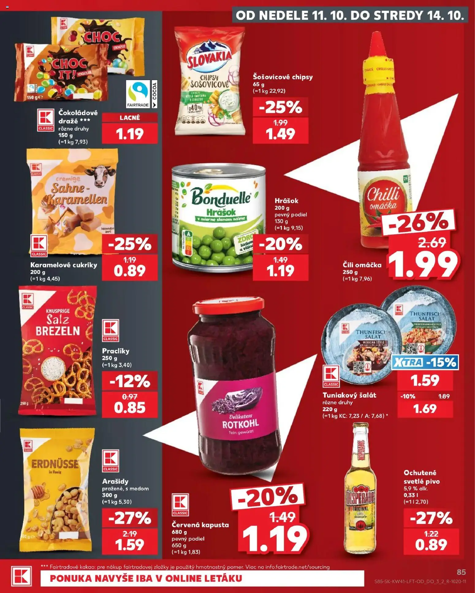 Nové Kaufland akcie – leták je platný od 08.10.2026 | Strana: 85 | Produkty: Kapusta, Šošovicové chipsy, Cukríky, Kakao
