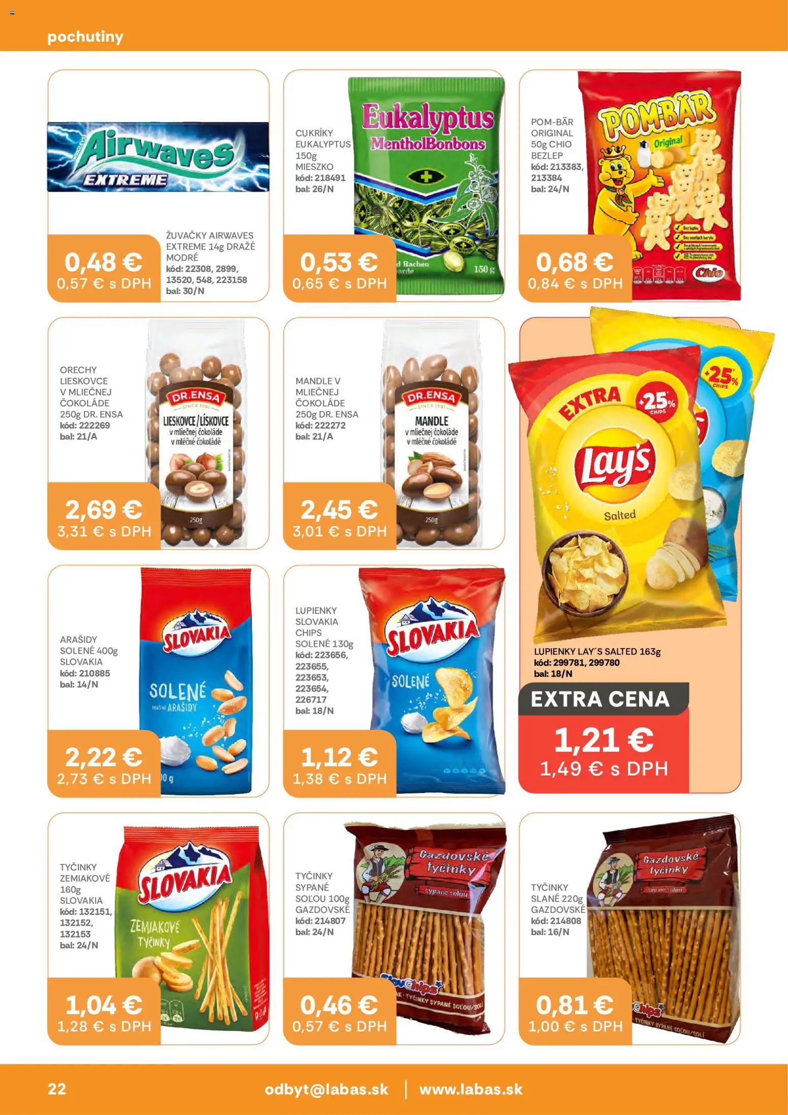 Nové Labaš akcie – leták je platný od 23.10.2026 | Strana: 22 | Produkty: Orechy, Žuvačky, Arašidy, Mandle