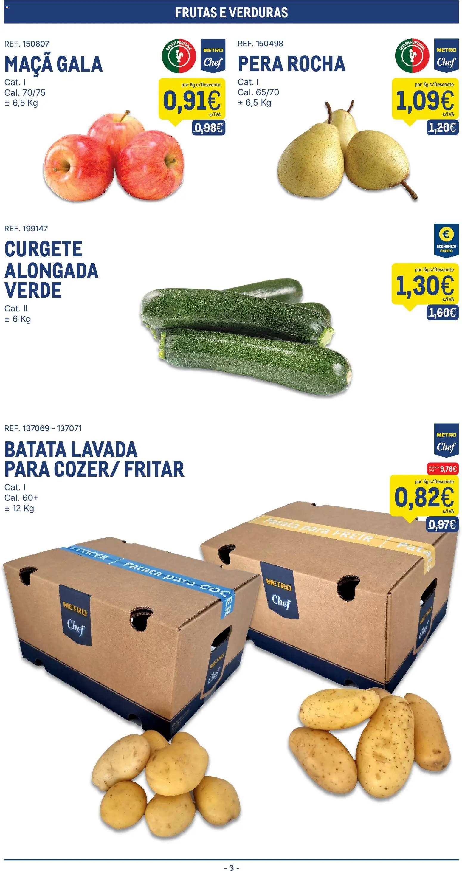 Makro Folheto Delivery │ válido de 05/10/2026 | Página: 3 | Produtos: Batata, Curgete, Frutas, Maça