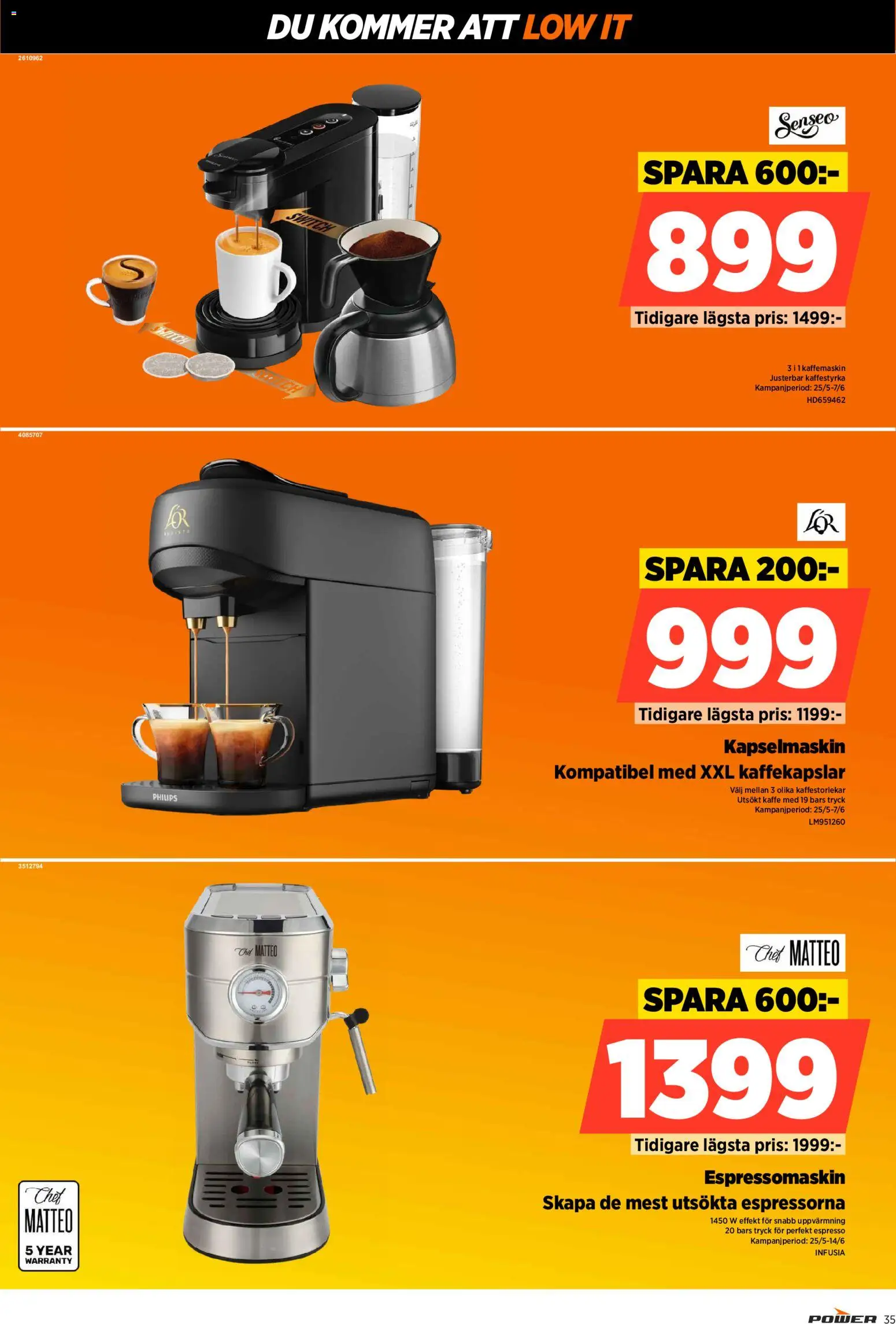 Power reklamblad aktuell från 01.06.2026 | Sida: 35 | Produkter: Kaffekapslar, Kaffe, Kapselmaskin