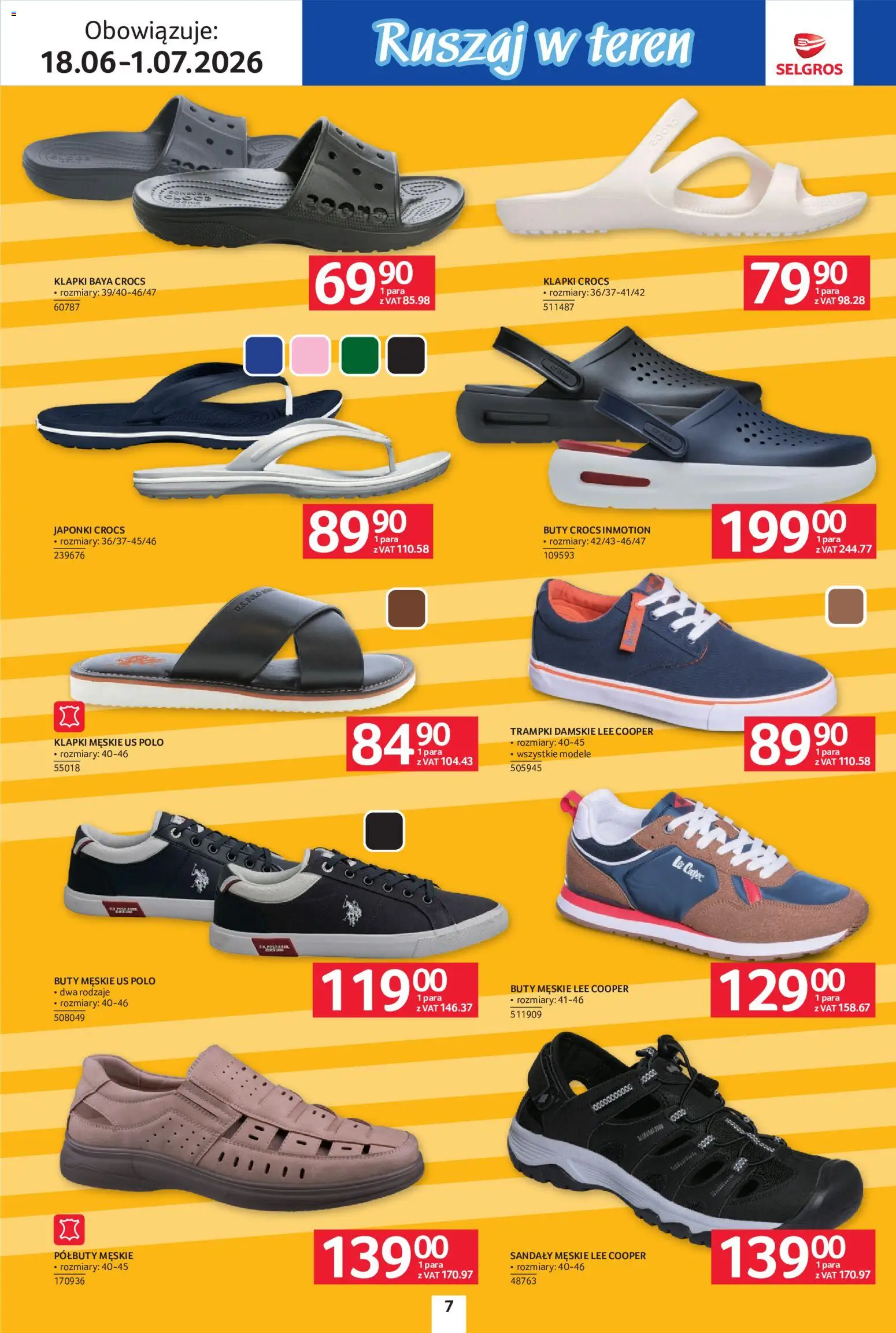 Selgros cash&carry gazetka - Urlop od 18.06.2026 | Strona: 7 | Produkty: Trampki, Sandały, Buty, Japonki