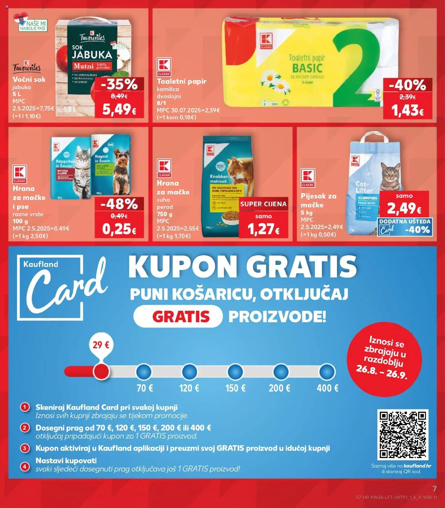 Kaufland katalog | vrijedi od 02.09.2026 | Stranica: 7 | Proizvodi: Toaletni papir, Perad, Pijesak za mačke, Jabuka