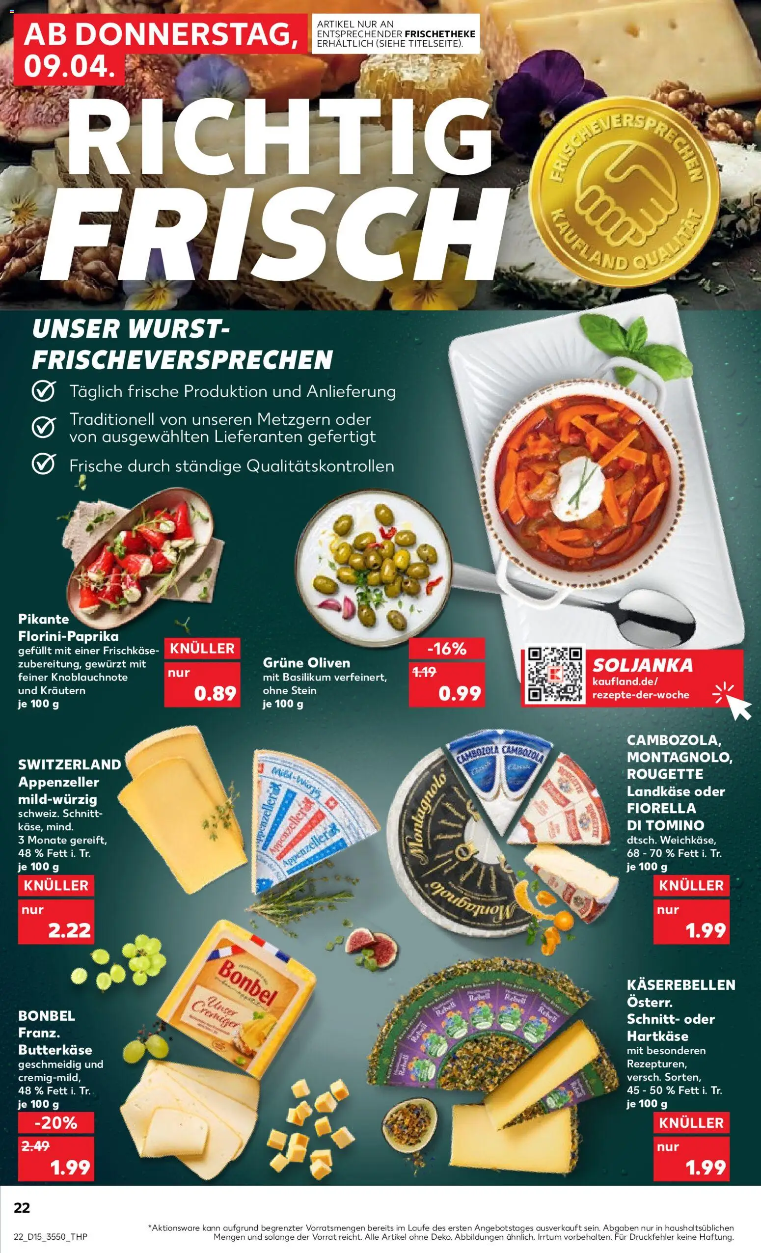 Kaufland Prospekt – gültig ab 09.04.2026 | Seite: 22 | Produkte: Wurst, Frischkase