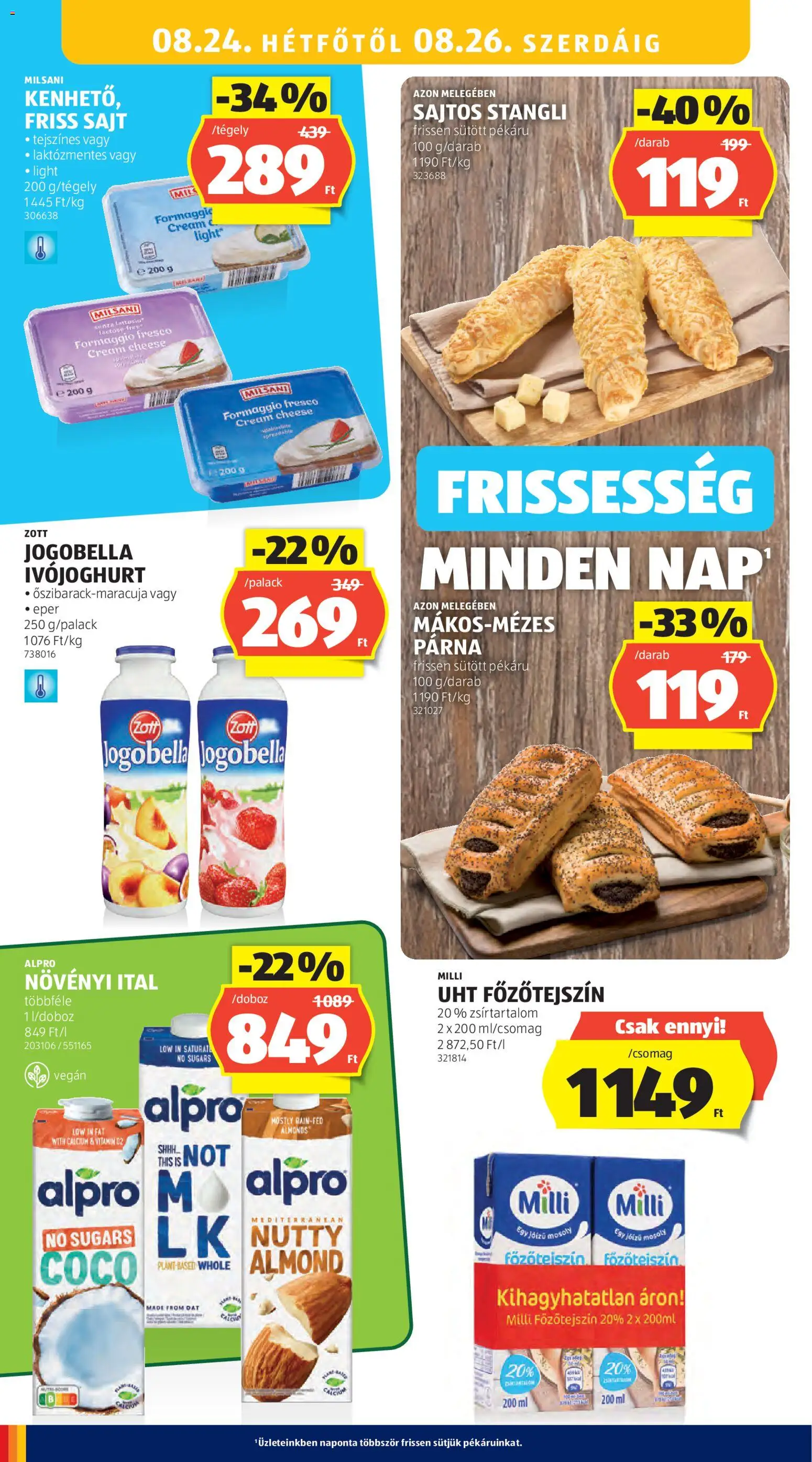 Aldi akciós ujság - amely érvényes a következő dátumtól: 2026.08.21. | Oldal: 28 | Termékek: Jogobella, Milli, Eper, Vegán