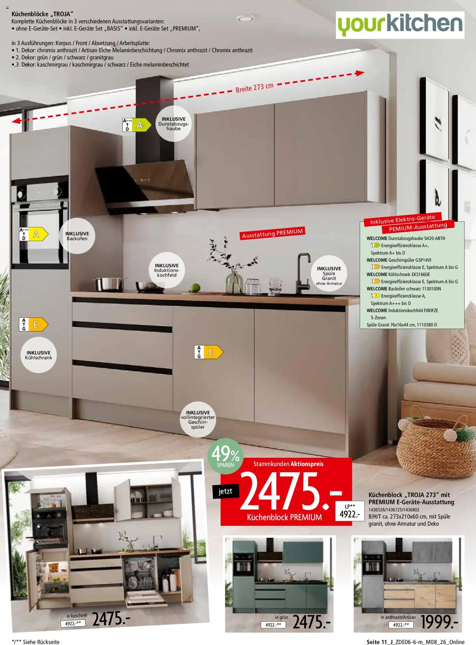 Zurbrüggen Mitnahme Möbel – gültig ab 13.06.2026 | Seite: 37 | Produkte: Geschirrspüler, Küchenblock, Kühlschrank, Kochfeld