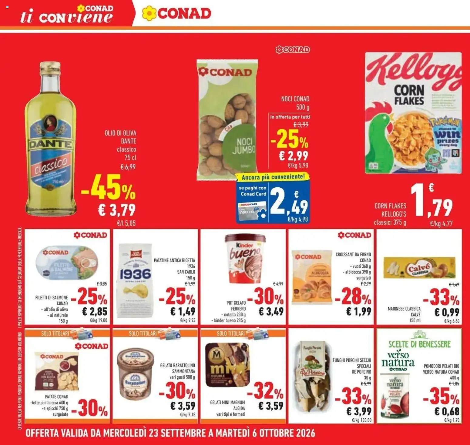 Anteprima volantino Conad dal 23/09/2026 prossima settimana | Pagina: 26 | Prodotti: Magnum, Gelato, Maionese, Funghi