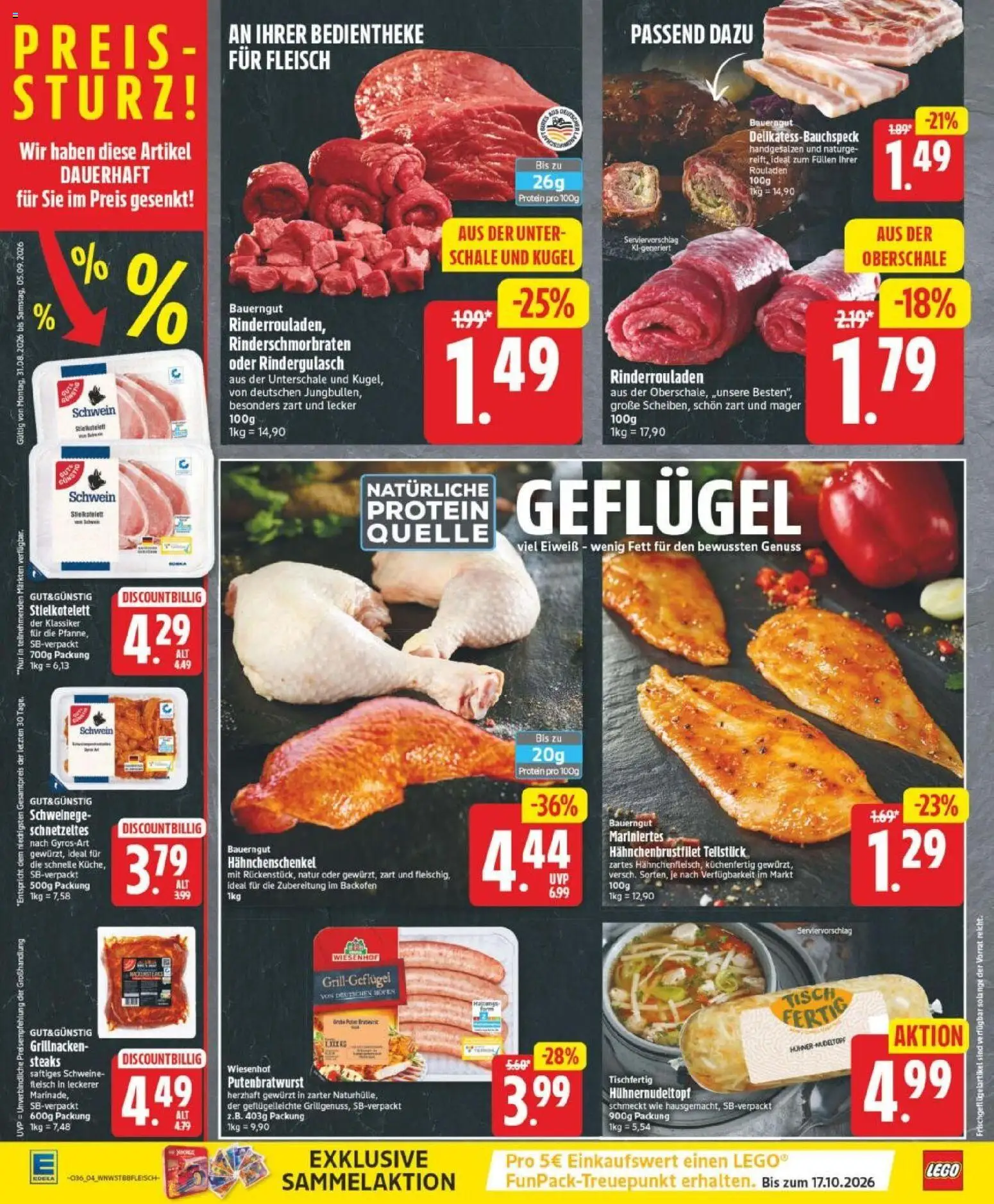 Edeka Prospekt Magdeburg – gültig ab 31.08.2026 | Seite: 6 | Produkte: Rindergulasch, Hahnchenschenkel, Backofen, Fleisch